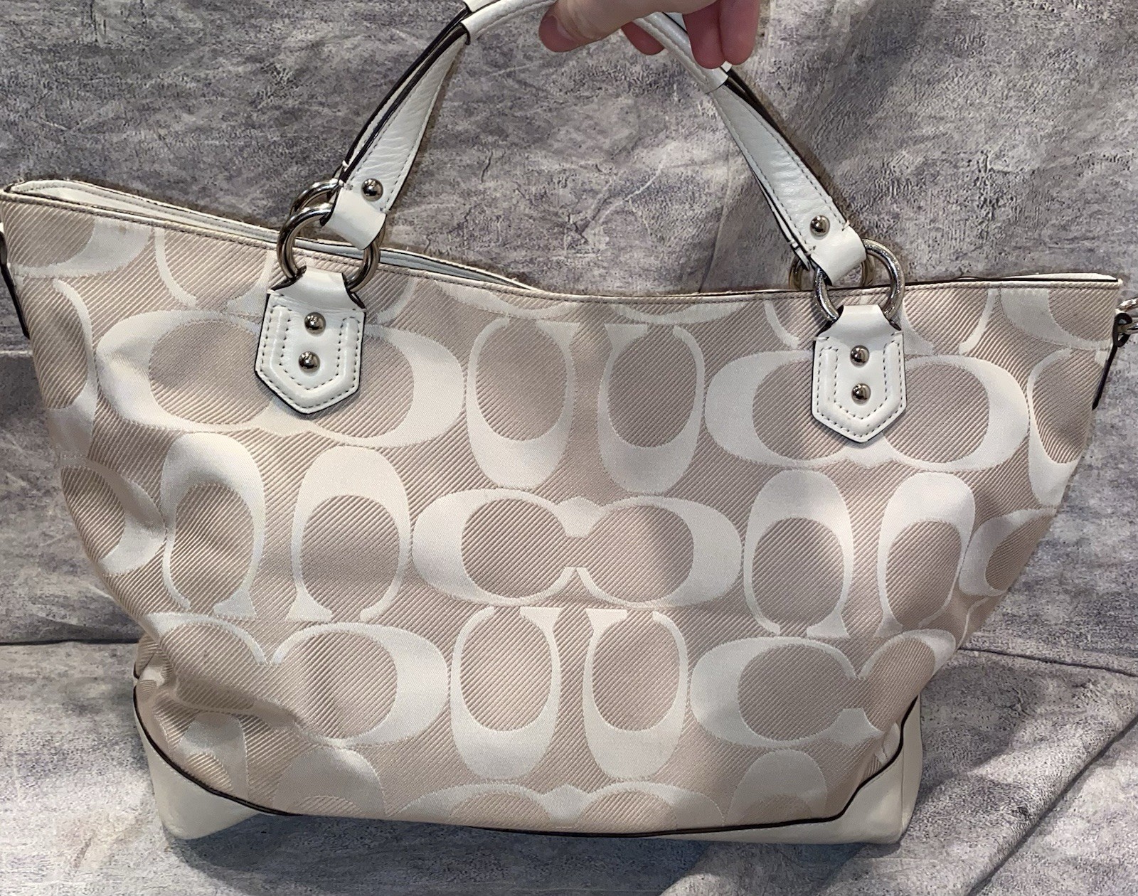 Coach Signature CC Monogram Izzy Campbell Satchel Crossbody Shoulder Bag Purse
