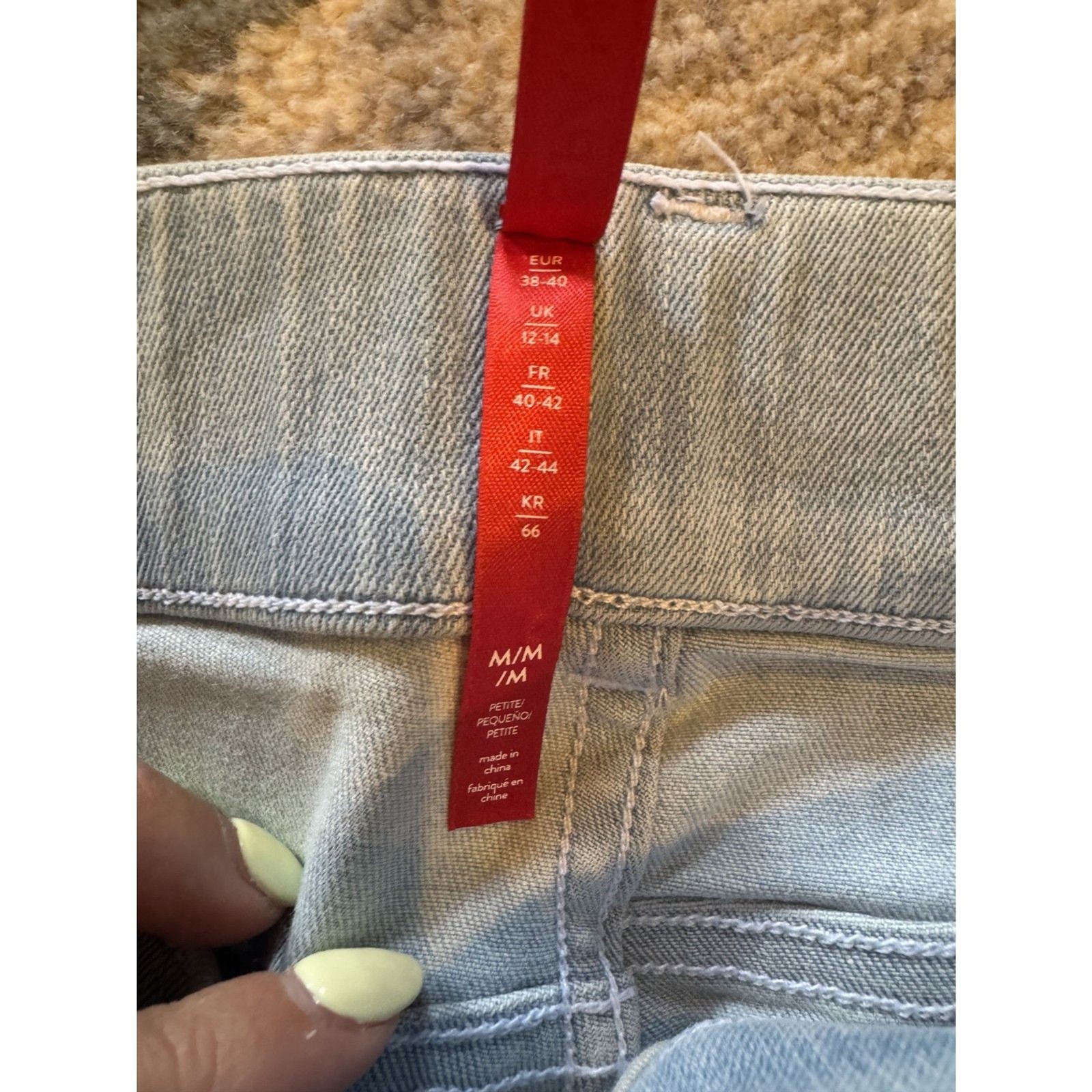 Spanx Bootcut Flare Jeans Light Wash Size M Petite Tummy Control Stretch