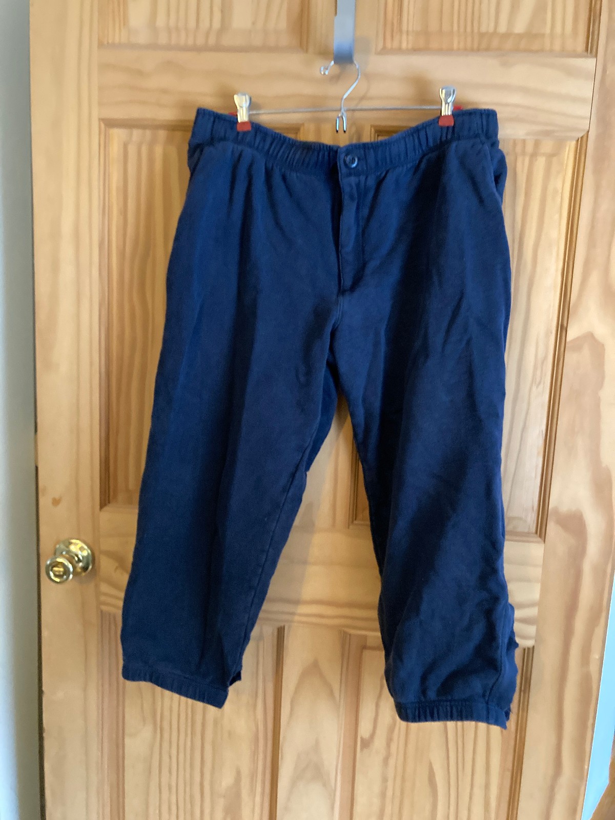 LL Bean Men Cozy Sweatpants XL 25-28″ Button Zip Fly 516165 BLUE Both CUFFS SLIT