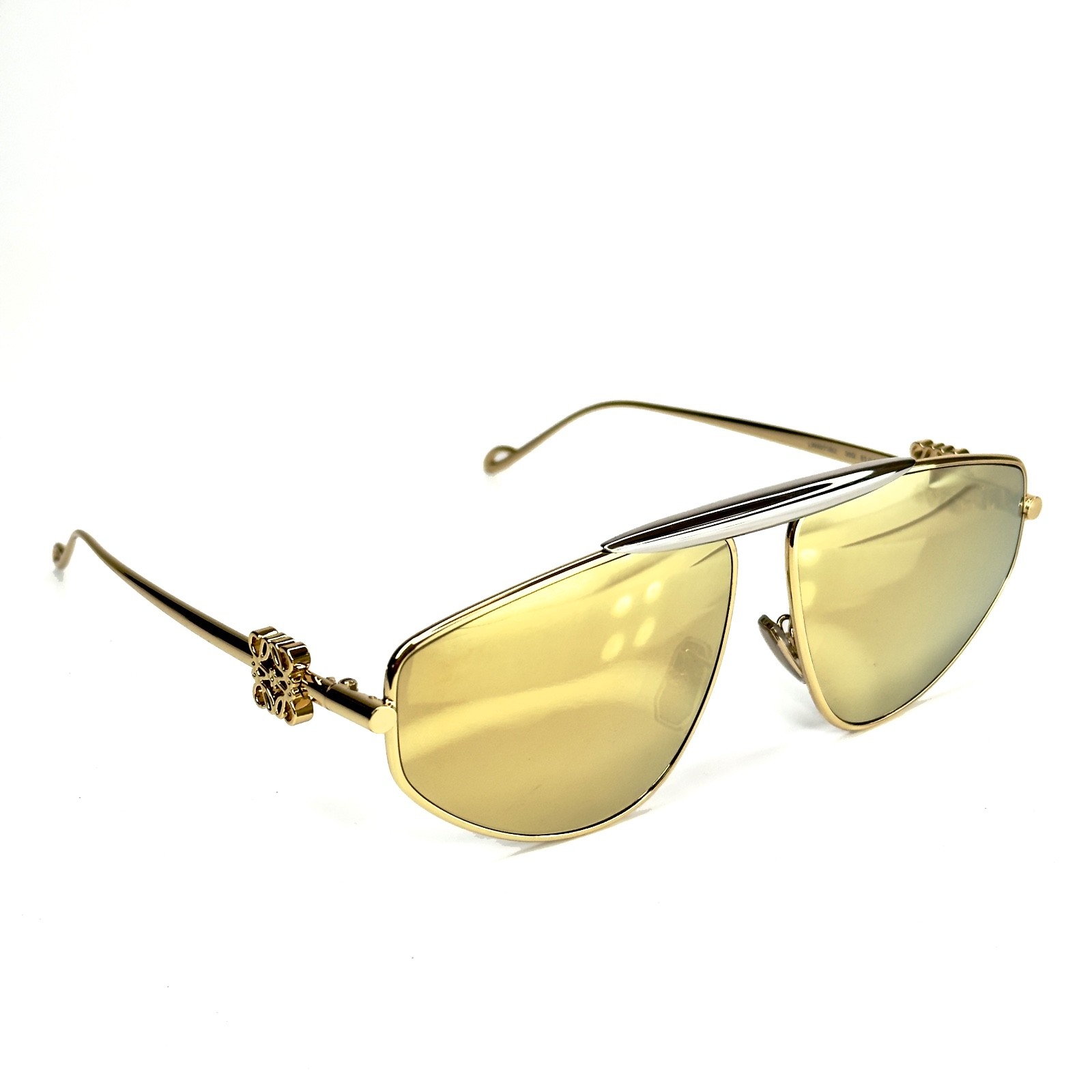 LOEWE LW40116U 40116 Metal 3D ANAGRAM Mask White Gold Mirrored Sunglass 25G