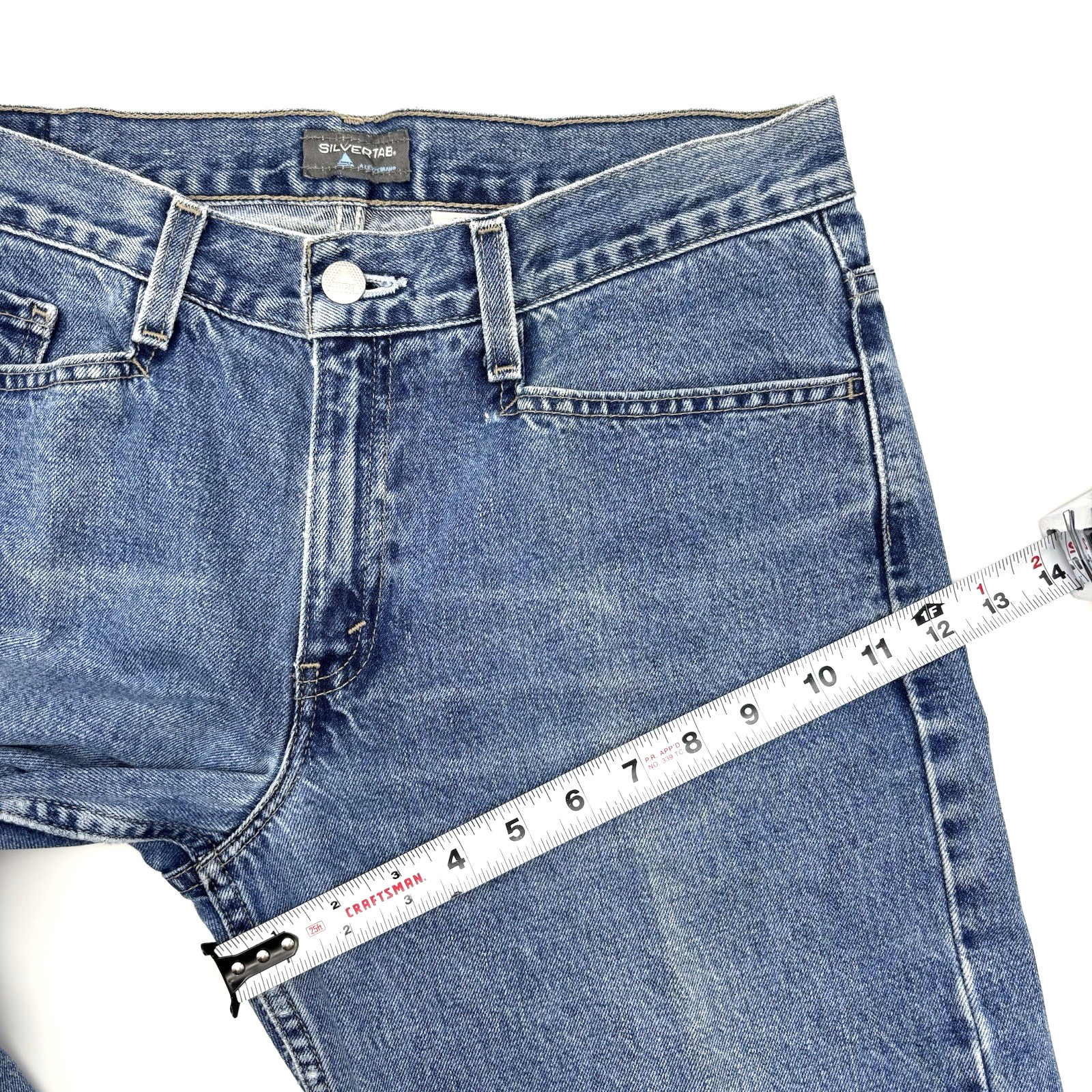 2001 Levi’s Silvertab Medium Wash Mid Rise Wide Leg Baggy Jeans 9S 31×30″ Mexico