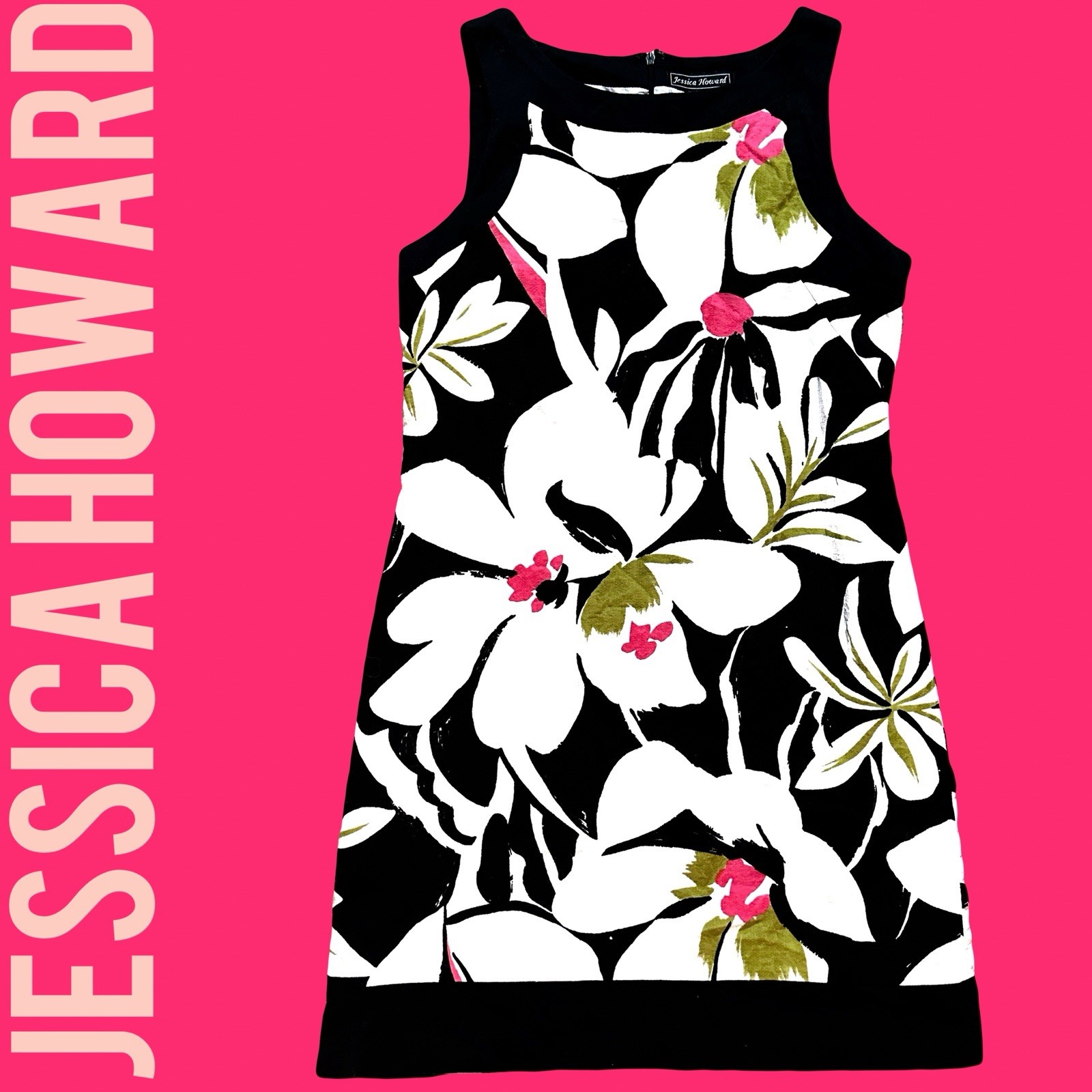 Fab Sleeveless Big Floral Shift Jesica Howard Spring /Summer Dress Sz 10 New