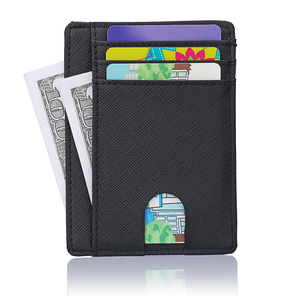 100% Genuine Leather Slim Card Holder Wallets For Men – Minimalist RFID Blocking