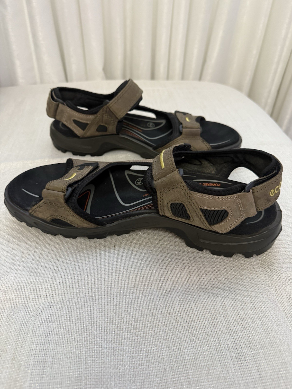 ECCO Men’s Leather Hook & Loop Adjustable Strap Sandals Brown/Black US 10.5