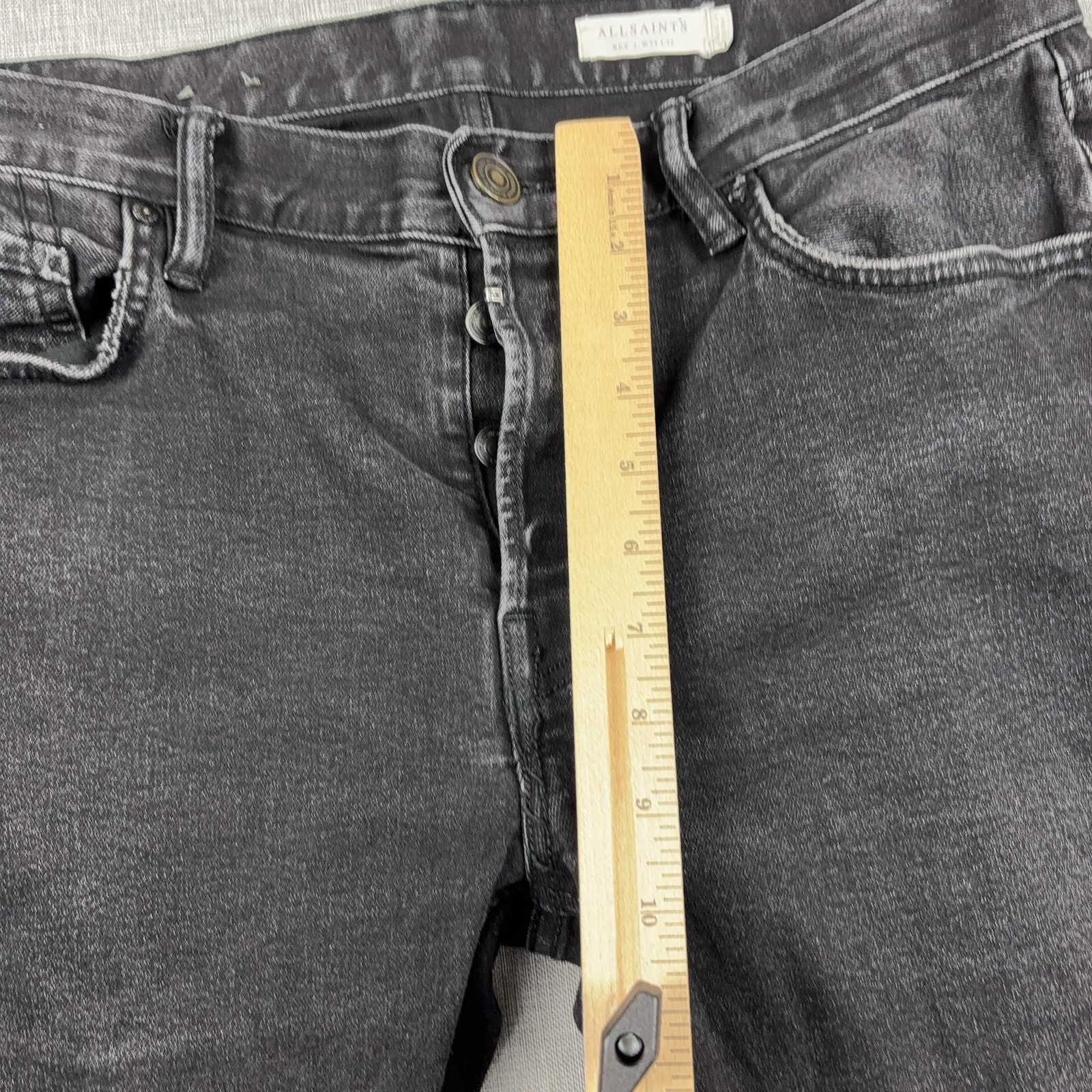 AllSaints Rex Jeans Mens 34×32 Black Charcoal Wash Slim Skinny Denim Pants