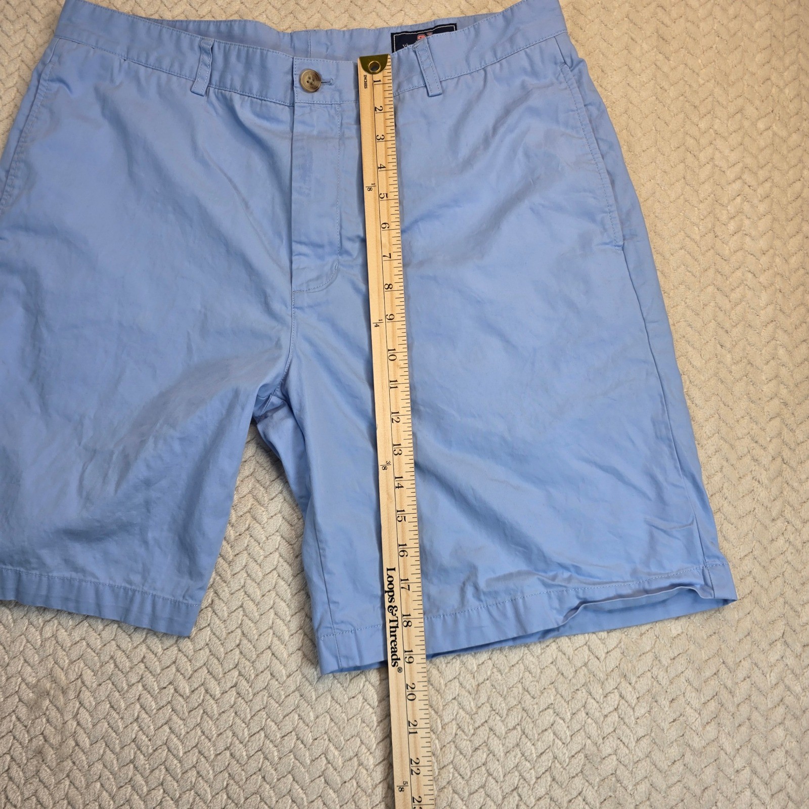 Vineyard Vines Mens 36 Light Blue Cotton Chino Shorts 9 Inch Inseam Classic Fit