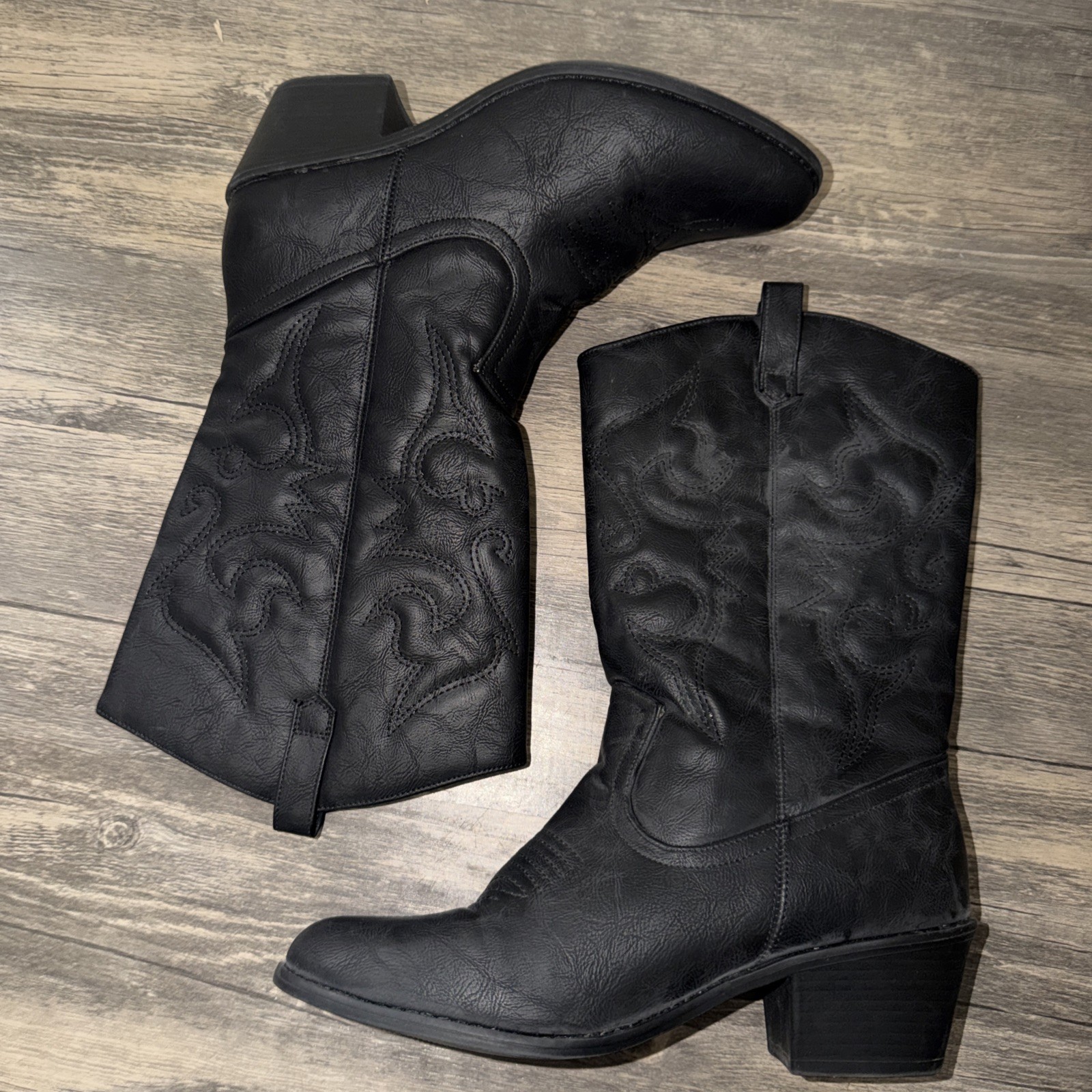 Charles Albert Women’s 100% Vegan Leather Western Black Boots Yeehaw Size 11