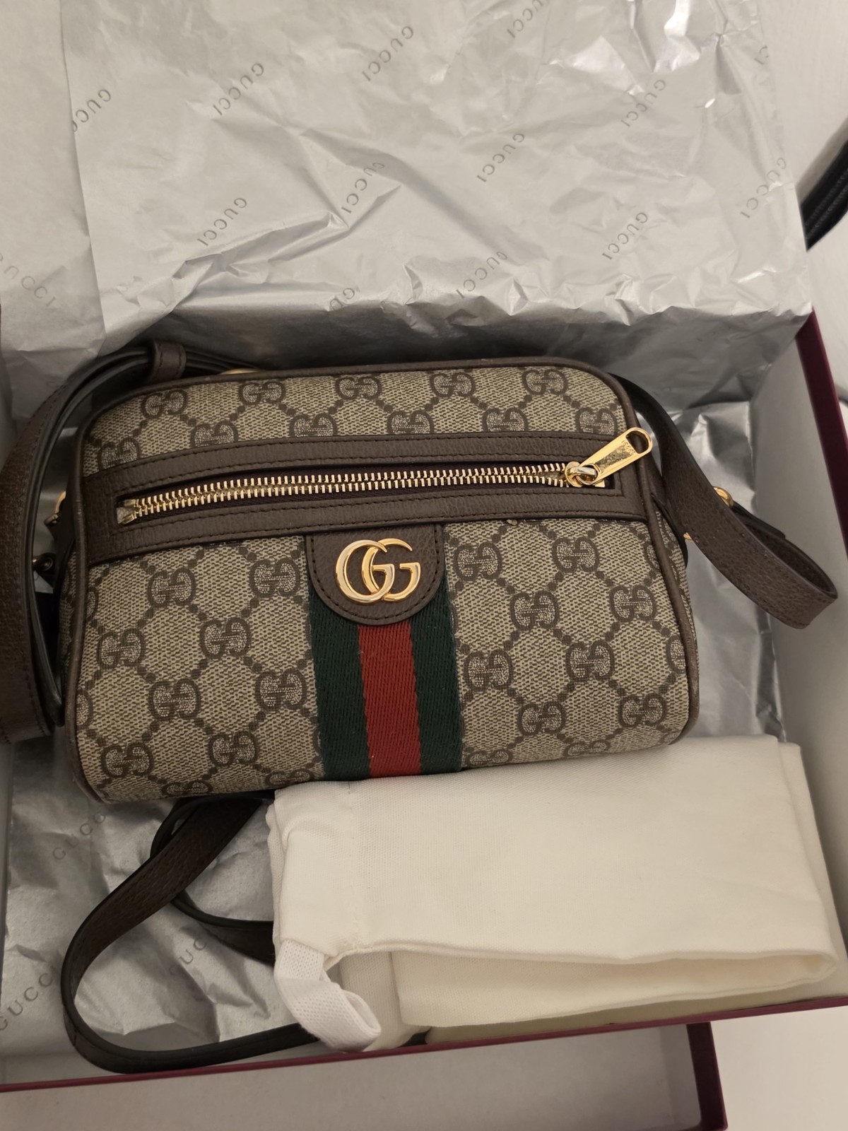 Gucci Ophidia Small Shoulder Bag GG Canvas, Brown