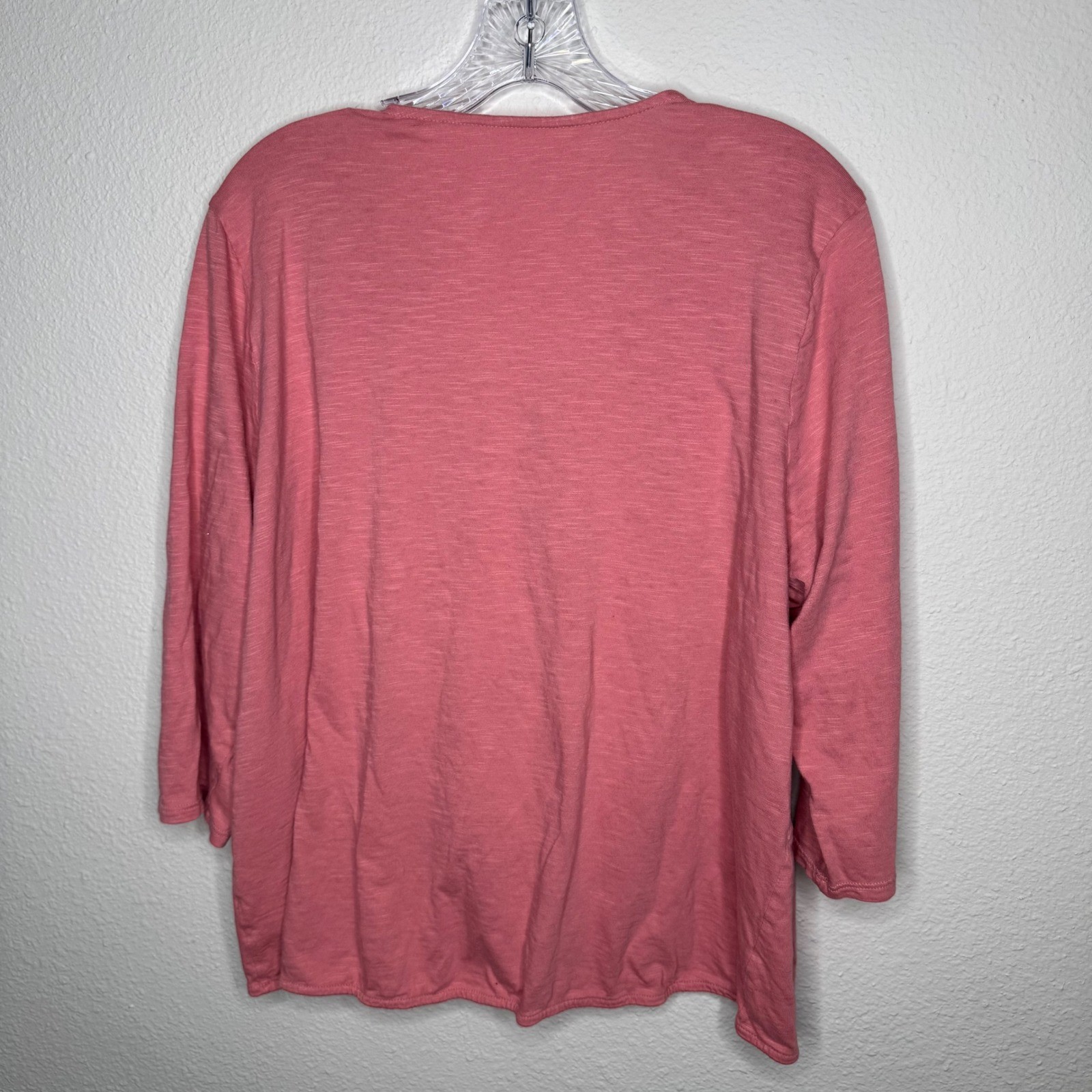 Pure Jill Cotton Modal Blend Pink Cropped Twist Front Button Up Top XL