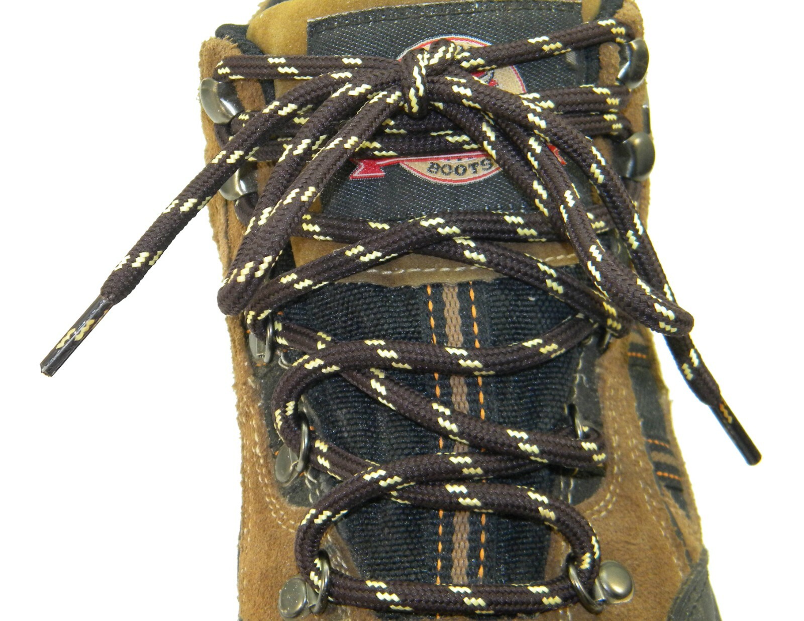 2 Pair Brown w/ Yellow Boot laces Shoestrings Round Heavy Duty made with Kevlar