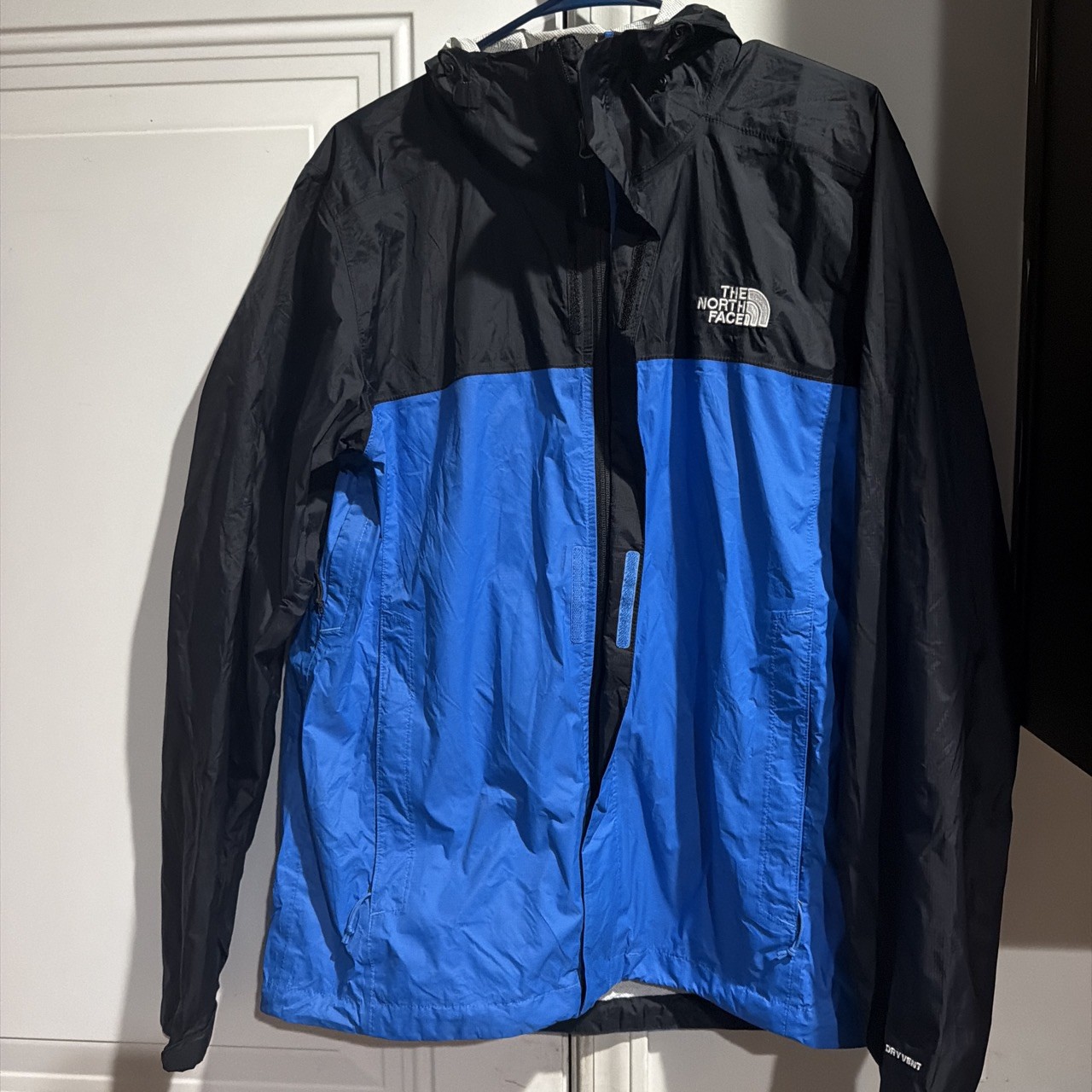 The North Face Jacket Blue Hooded HyVent Waterproof Rain Shell Nylon men medium