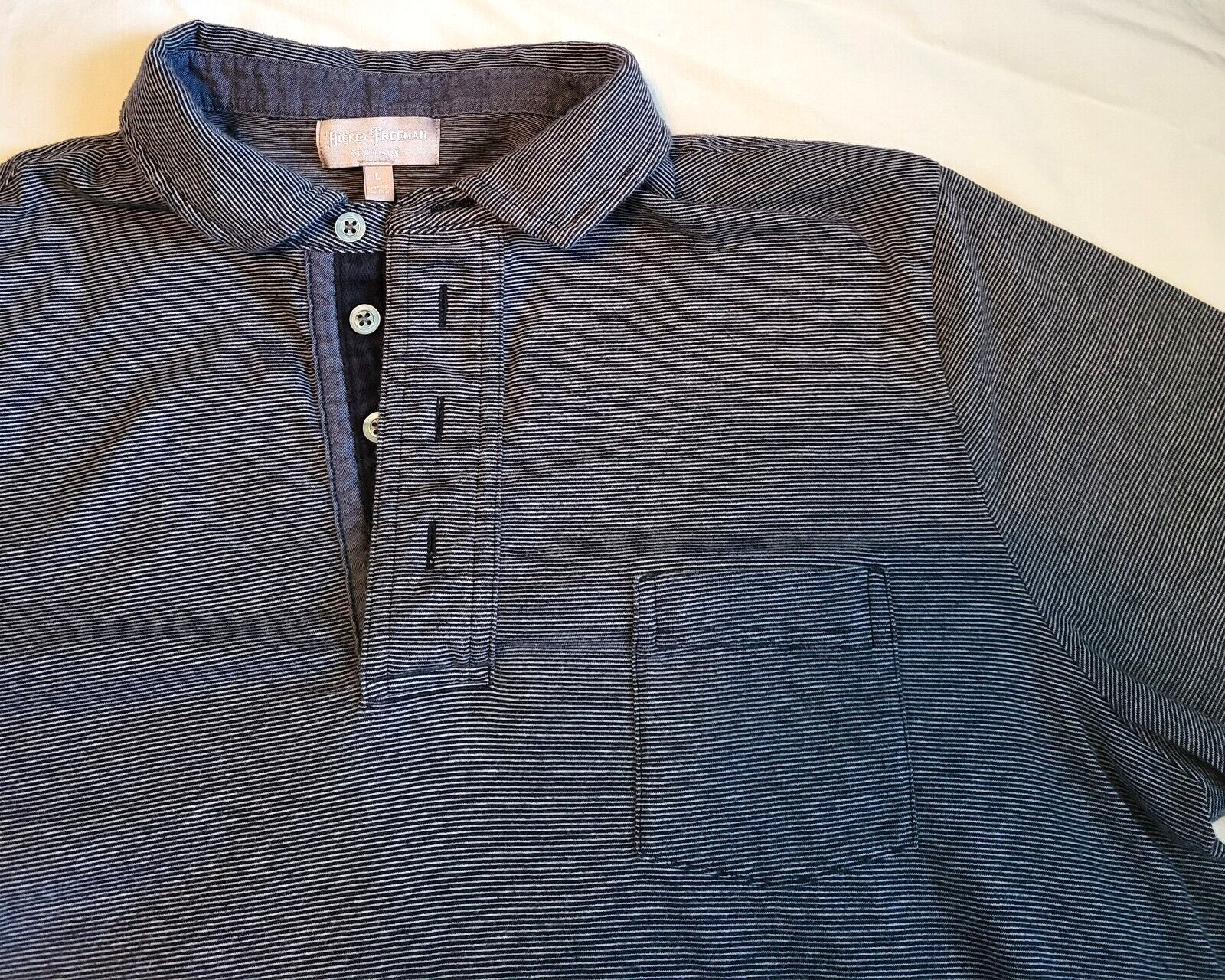 Hickey Freeman Polo Shirt Men’s Large Gray Short Sleeve Preppy Classic City