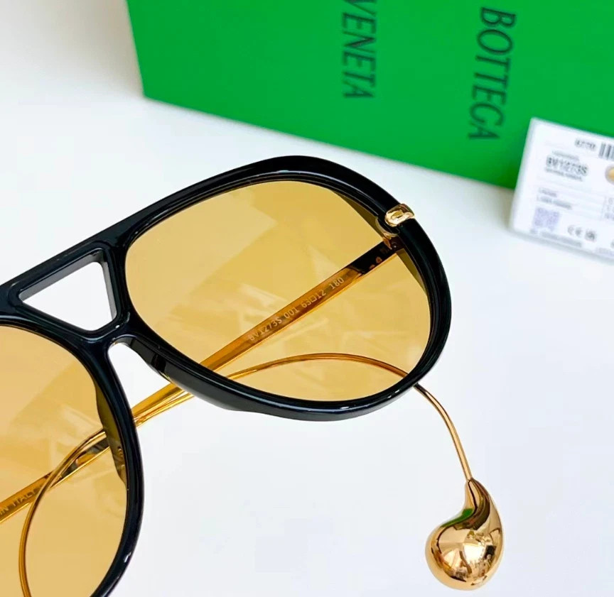 Bottega Veneta Drop Pilot sunglasses BV1273 Black/Yellow With Case New