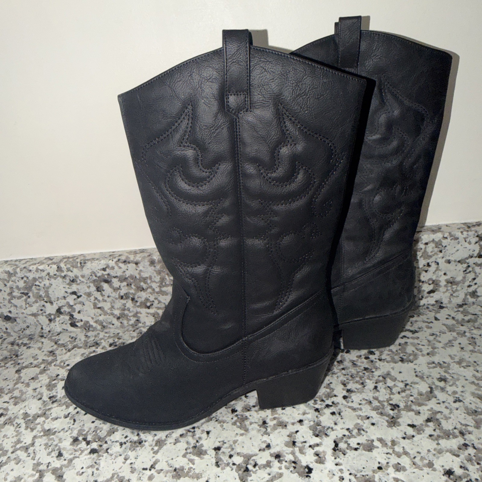 Charles Albert Women’s 100% Vegan Leather Western Black Boots Yeehaw Size 11