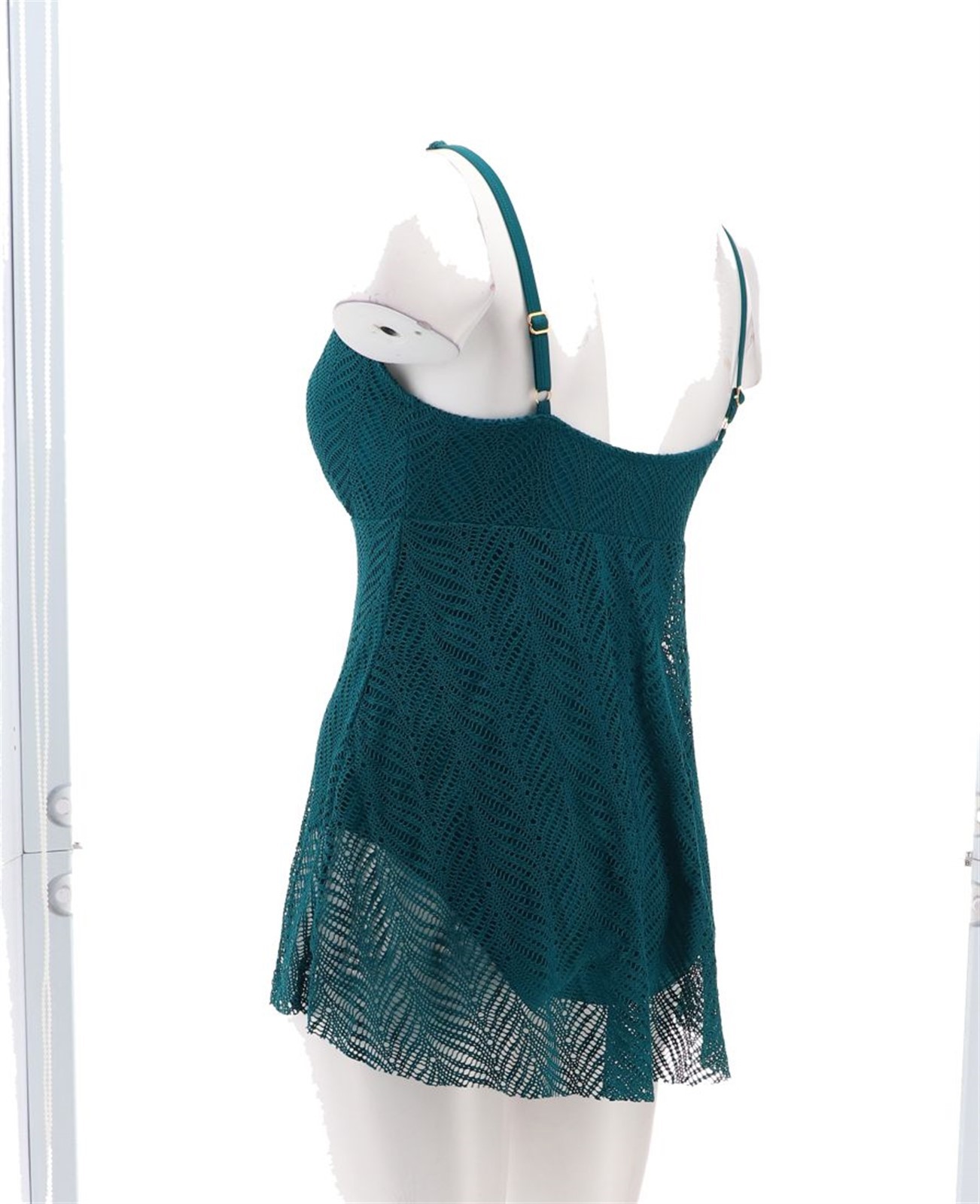 Kim Gravel Swimsuits All Swim Dress Crochet Overlay Moroccan Blue 14 NWOT (461)
