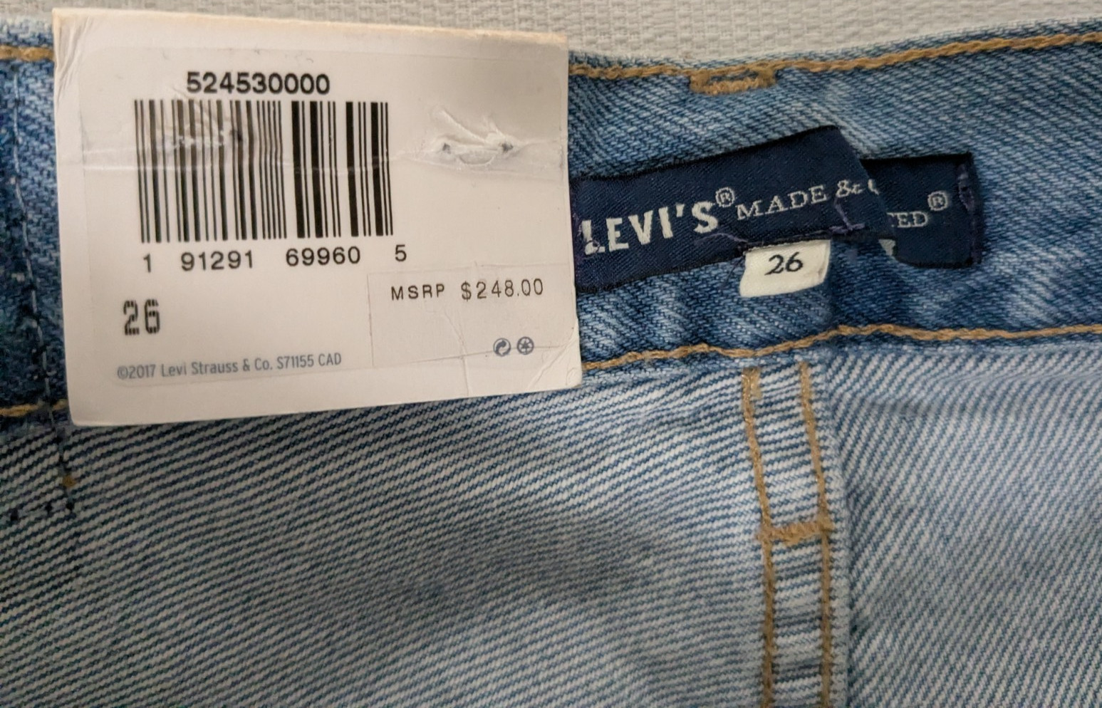 Levi’s Made & Crafted Slit Straight Leg Jeans Women’s 26 Blue Tie-Dye $248 Nwt