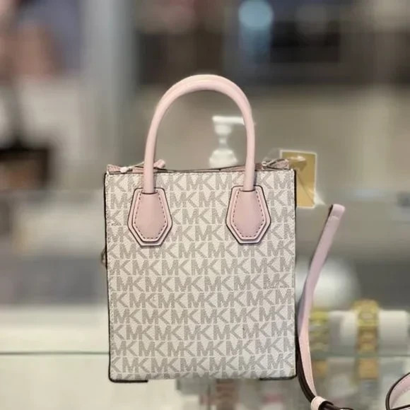 NWT Michael Kors Mercer Extra Small Shopper Crossbody Bag Powder Blush Multi