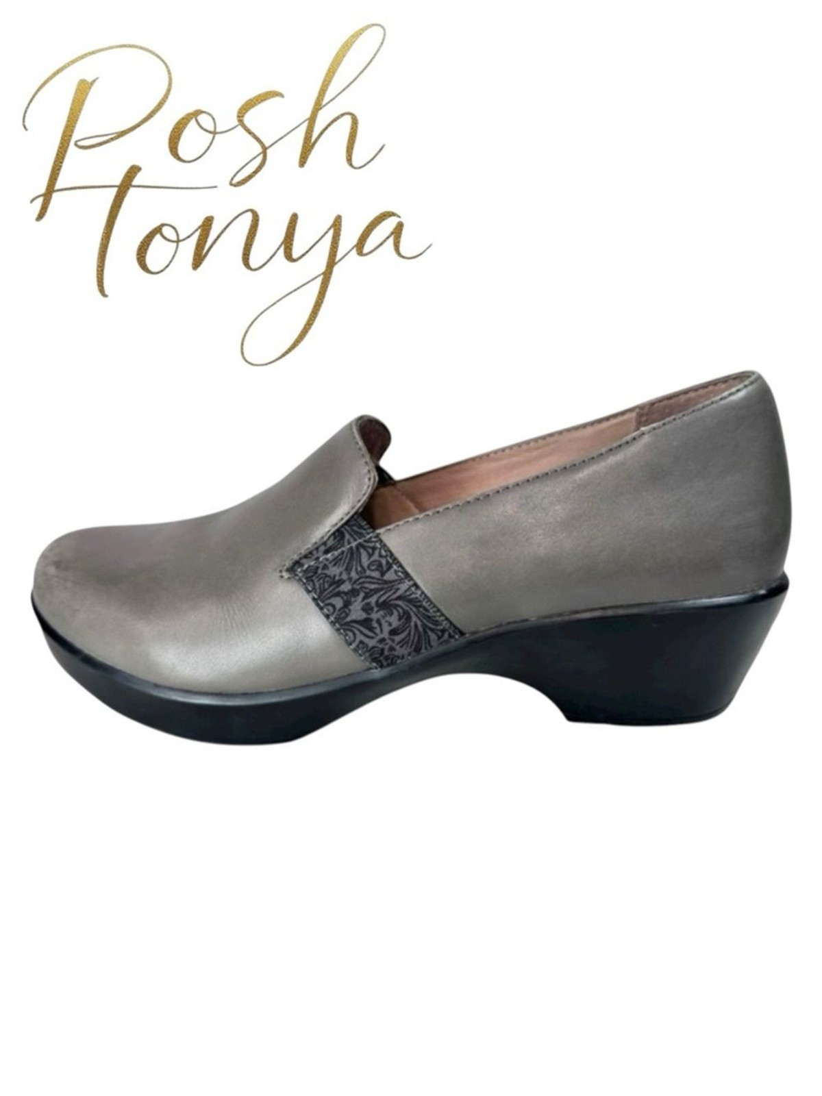 Dansko Jessica Gray Leather Slip On Comfort Clogs Size 40