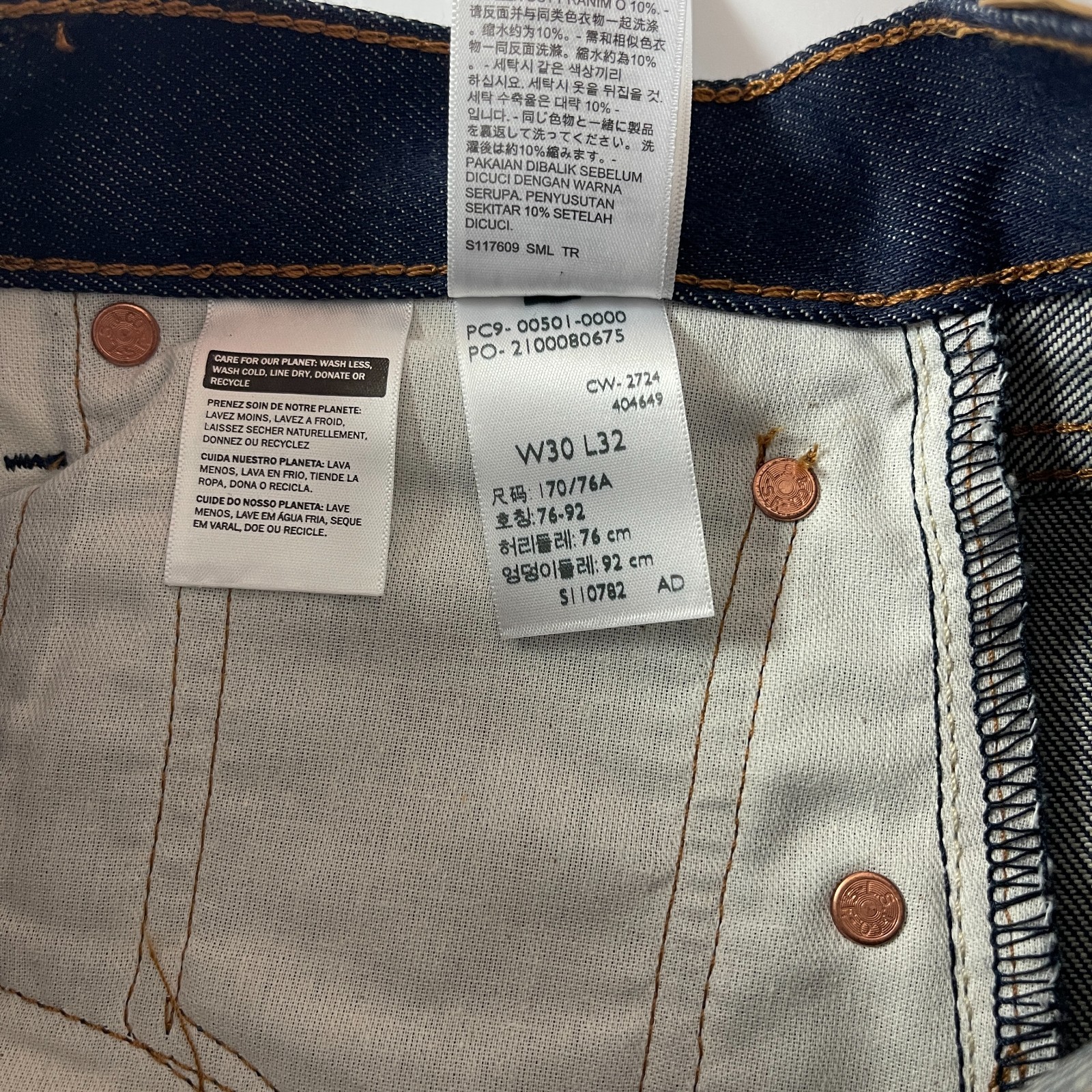 Levis Jeans Mens 30×32 Blue 501 Original Button Fly Shrink to Fit Dark Wash