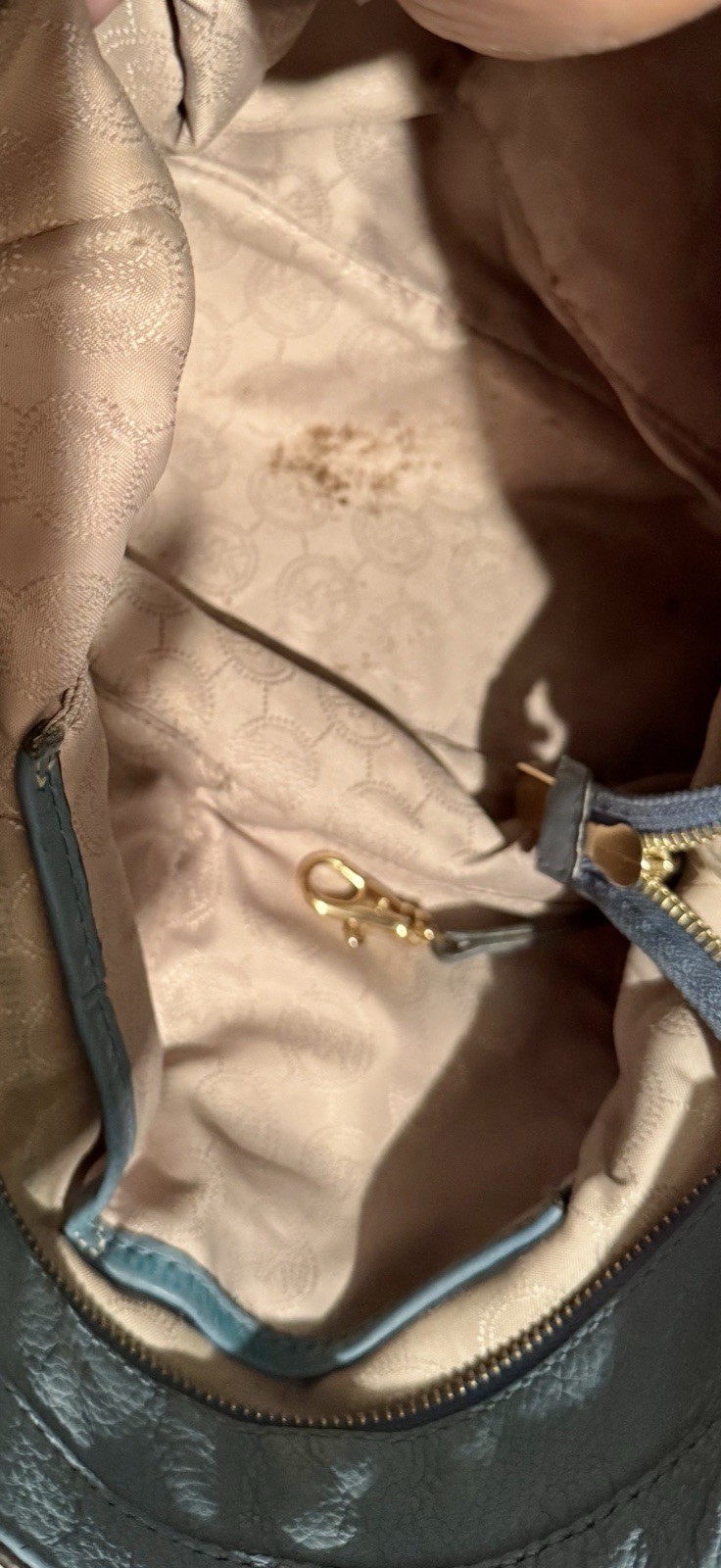 Michael Kors Nolita Bedford Blue Leather Large Hobo Handbag