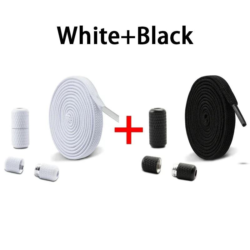 1/2 Pair Flat Elastic Shoe Laces Kids Adult Quick Shoelace Metal Capsule Buckle