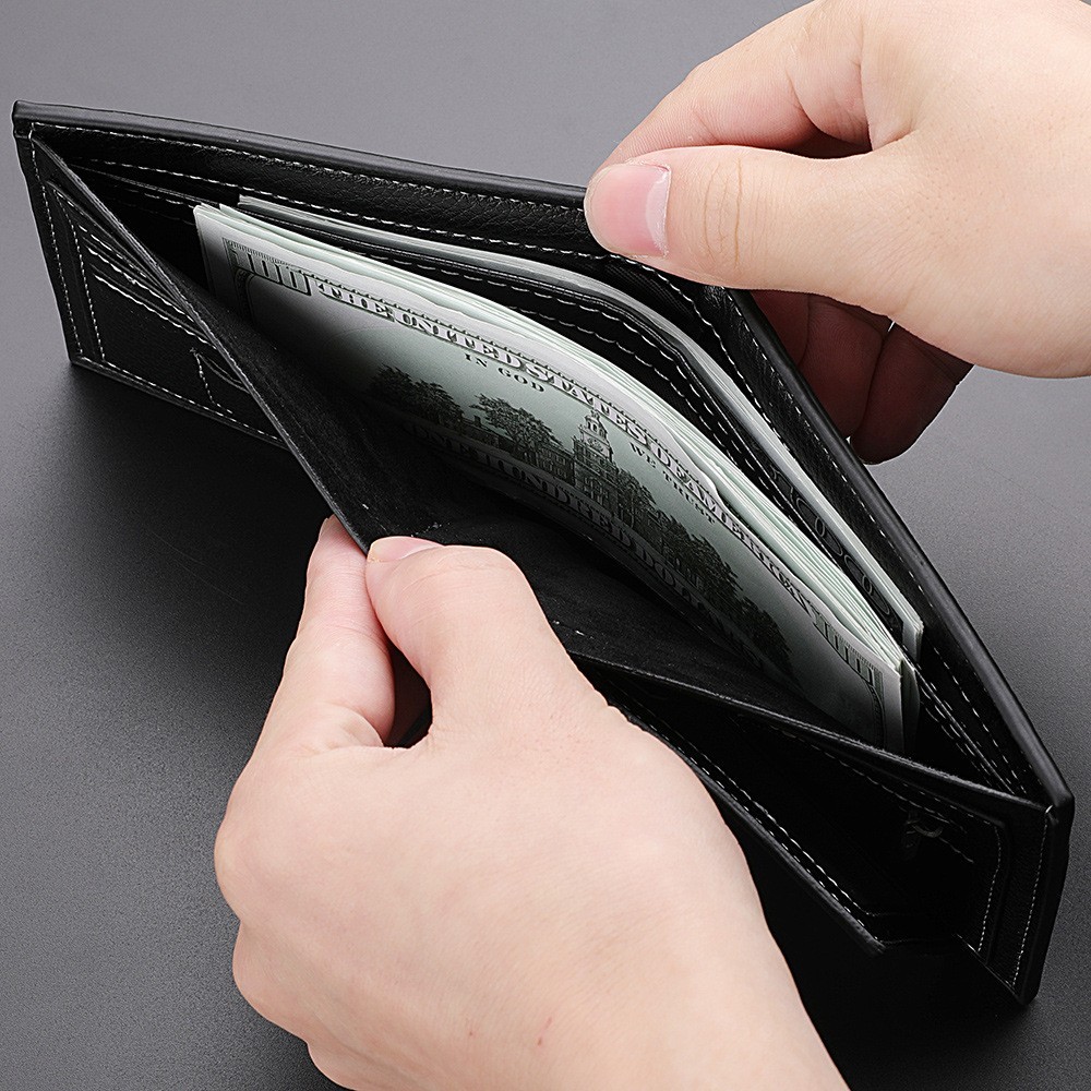 Men’s Leather Fashion Bifold Wallet Multi Card Slots Cash ID Holder Brown Black