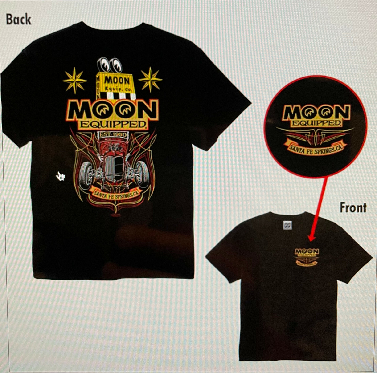 Men’s Mooneyes Moon Equipped 1932 Ford Hot Rod T-Shirt Cotton MQT161BK