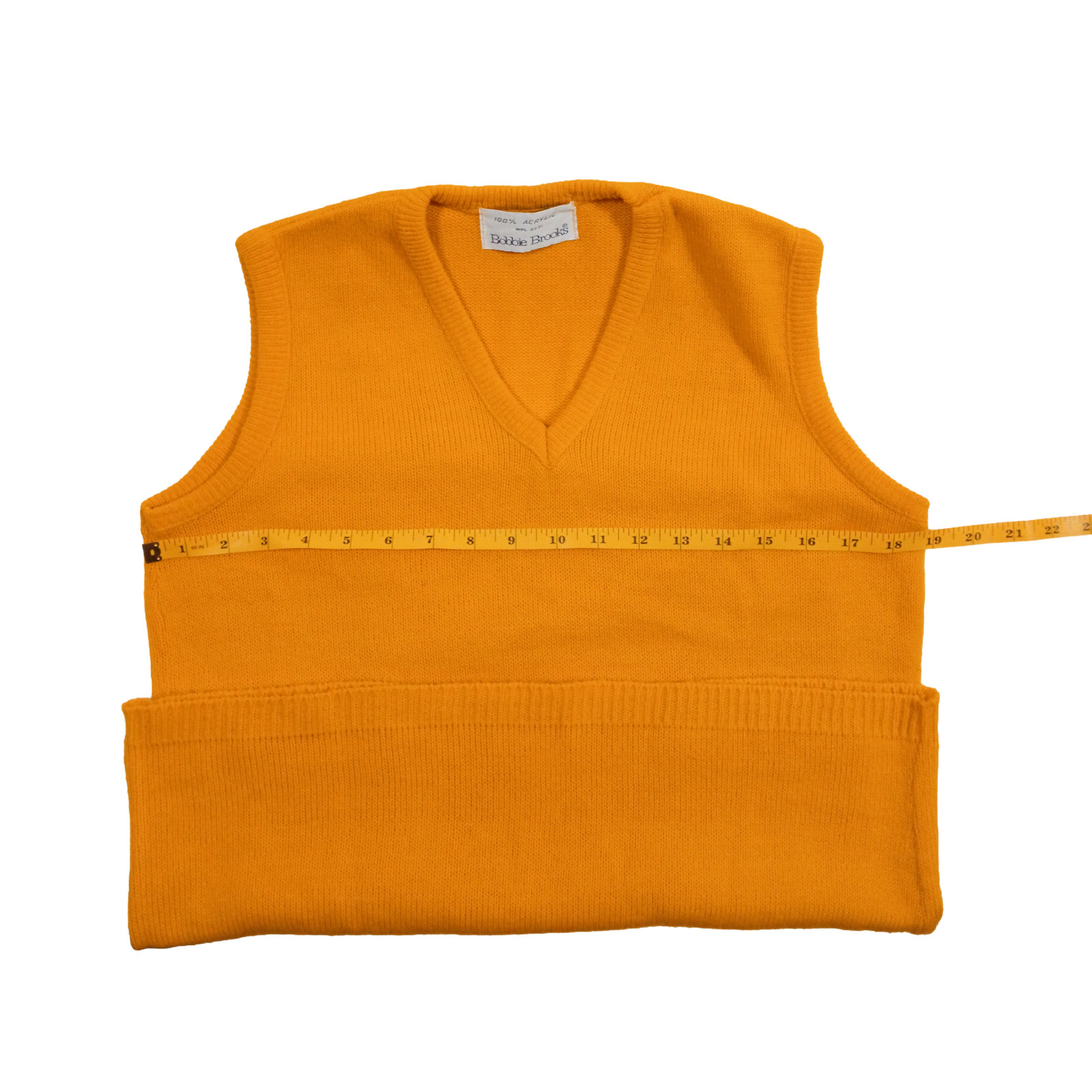 Bobbie Brooks Sweater Vest Womens M Marigold Orange Knit Pocket ILGW Vintage 70s