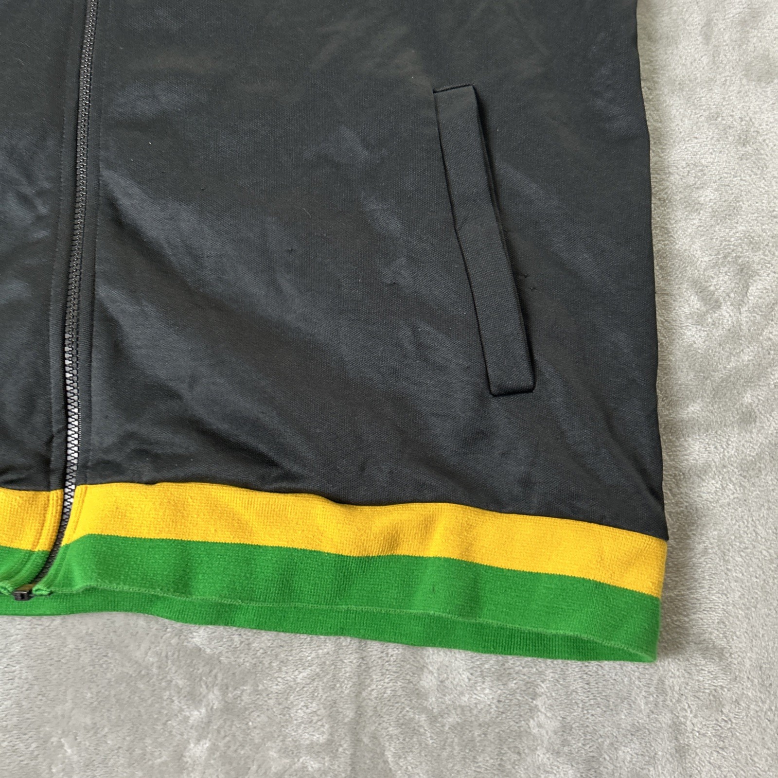 Lacoste Track Jacket Mens 3XL 9 Black Jamaica Rasta Zip Colorblock Big Croc READ