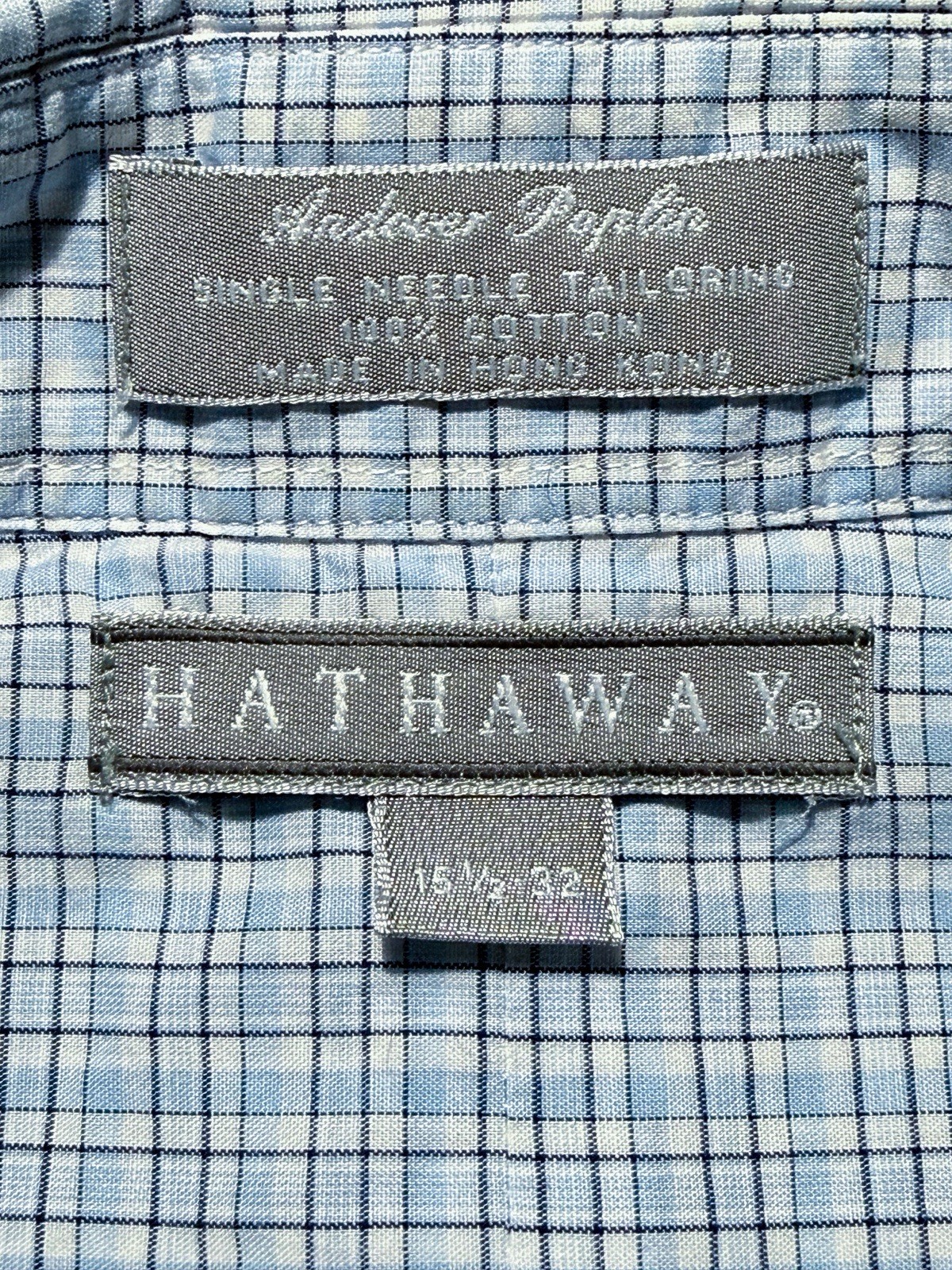 Hathaway Andover Poplin Men’s Long Sleeve Button Down Shirt Size 15 1/2 X 32