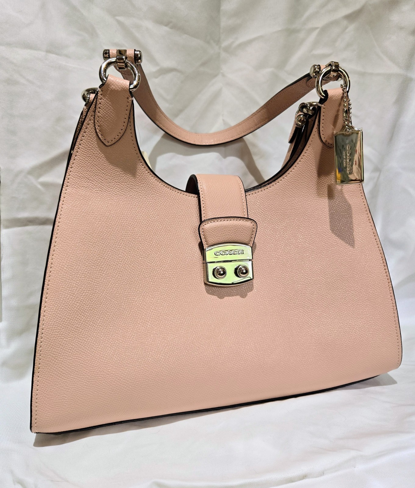 Coach Avary Crossgrain Leather Shoulder Bag In Primrose w/ Silver Hardware EUC
