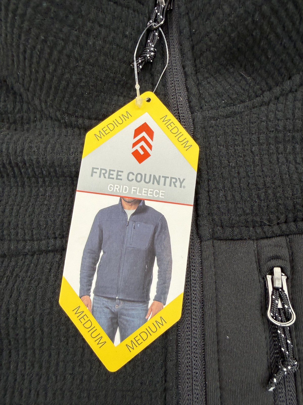 Free Country Jacket Men’s MEDIUM Black Fleece Full Zip Pocket 405-M08330S $80
