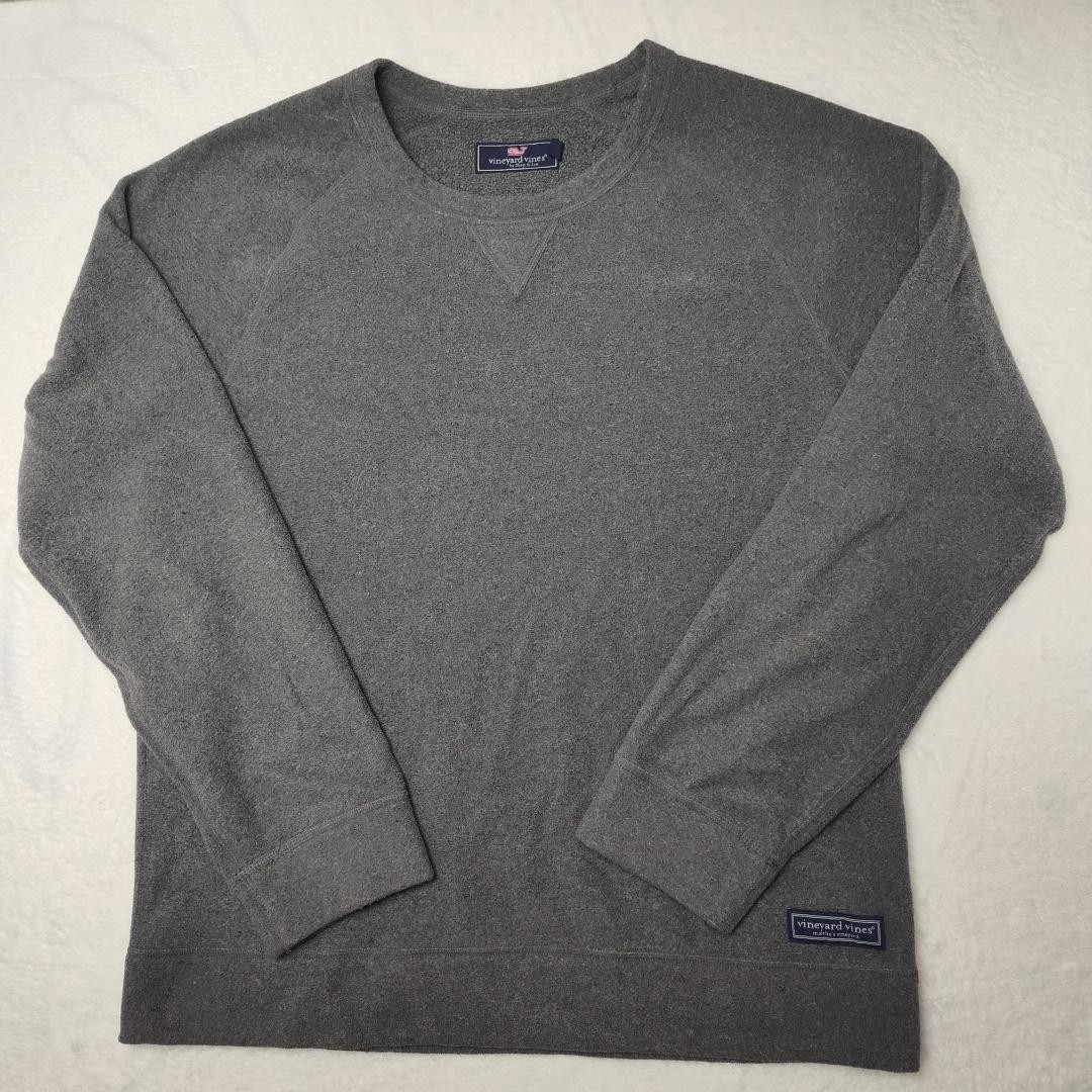 Vineyard Vines Sweater Mens Medium Gray Fleece Crewneck Pullover Soft Casual