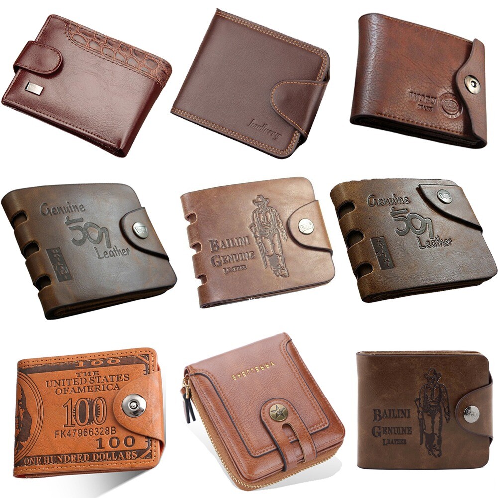Men’s Leather Bifold Wallet ID Credit Card Holder Money Coin Purse With Hasp US