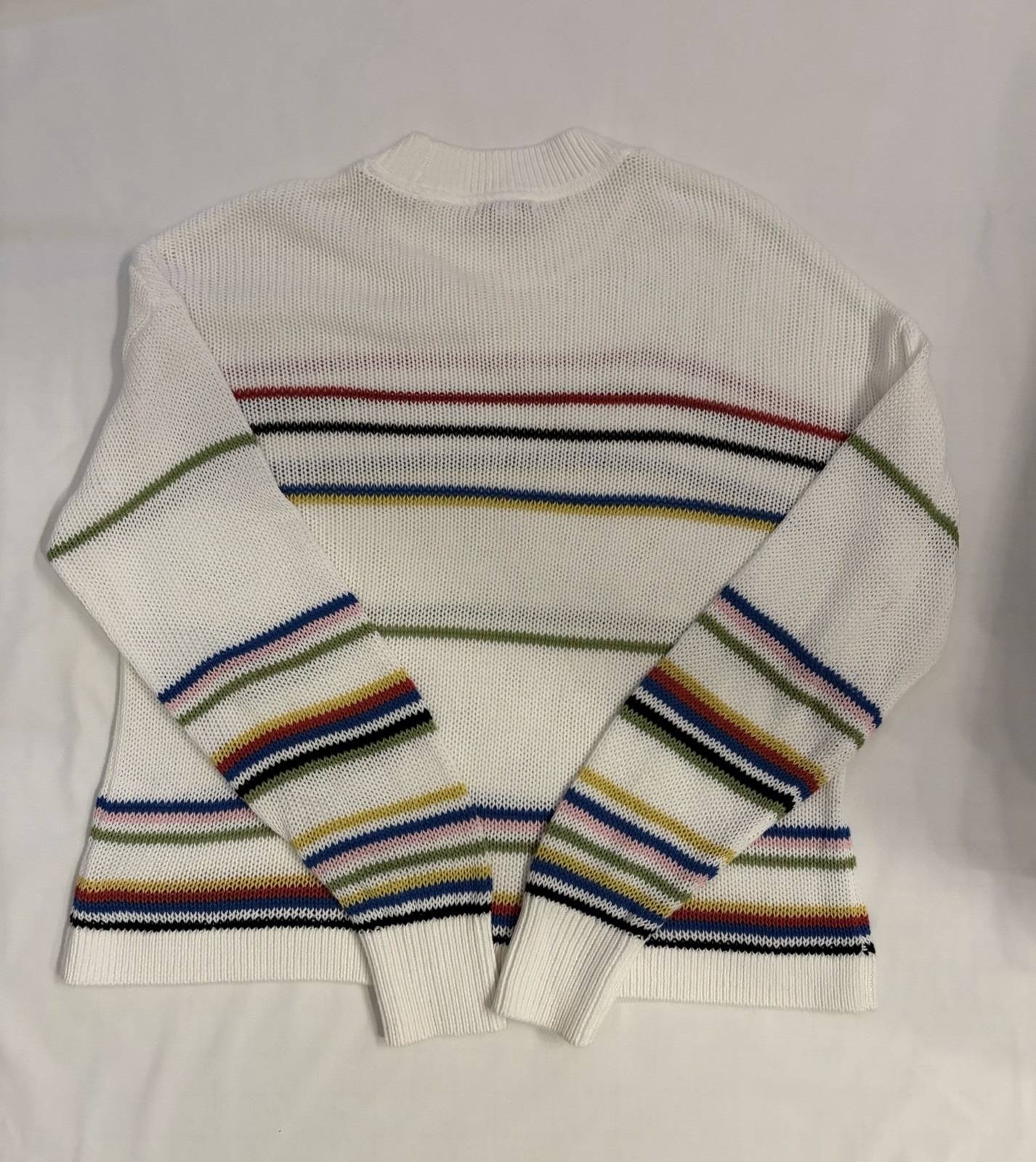 Pistola Striped Knit Crewneck Pullover Sweater White Multicolor XS, runs large