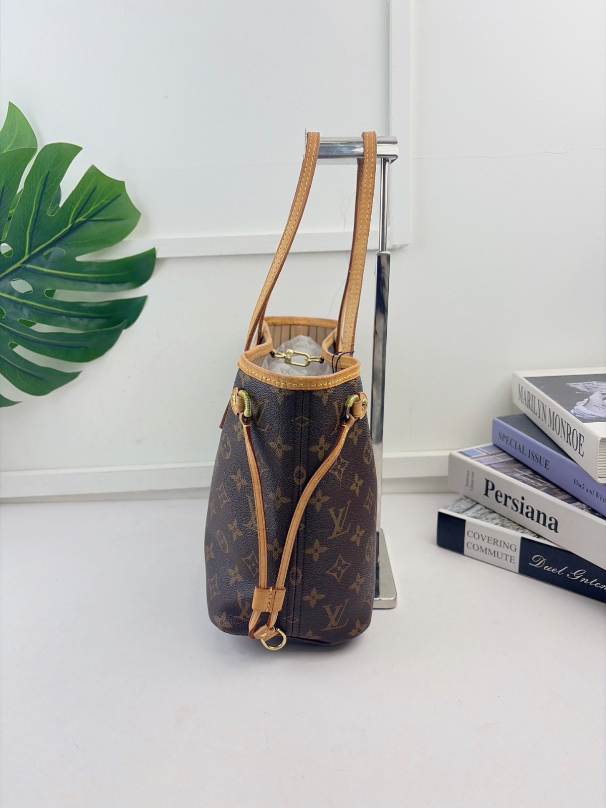 Authentic Louis Vuitton Neverfull PM Monogram Tote Bag Beige Lining eBay AG
