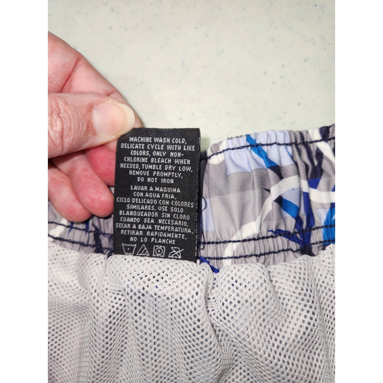 Men’s sz L Laguna Blue Tropical Patterned Swim Trunks Pockets