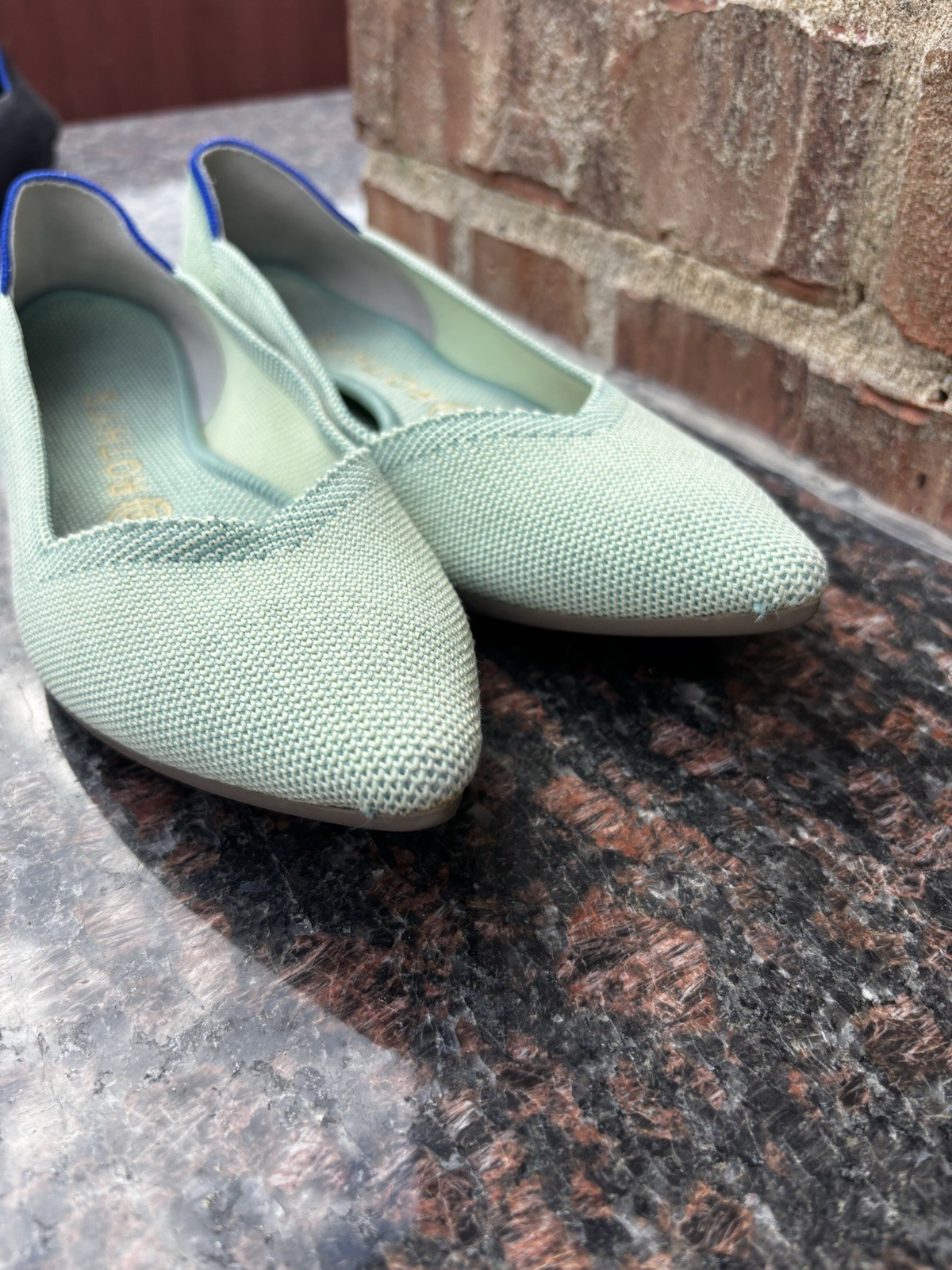 Rothy’s The Point Flats Bundle W8 Black And Light Mint Green
