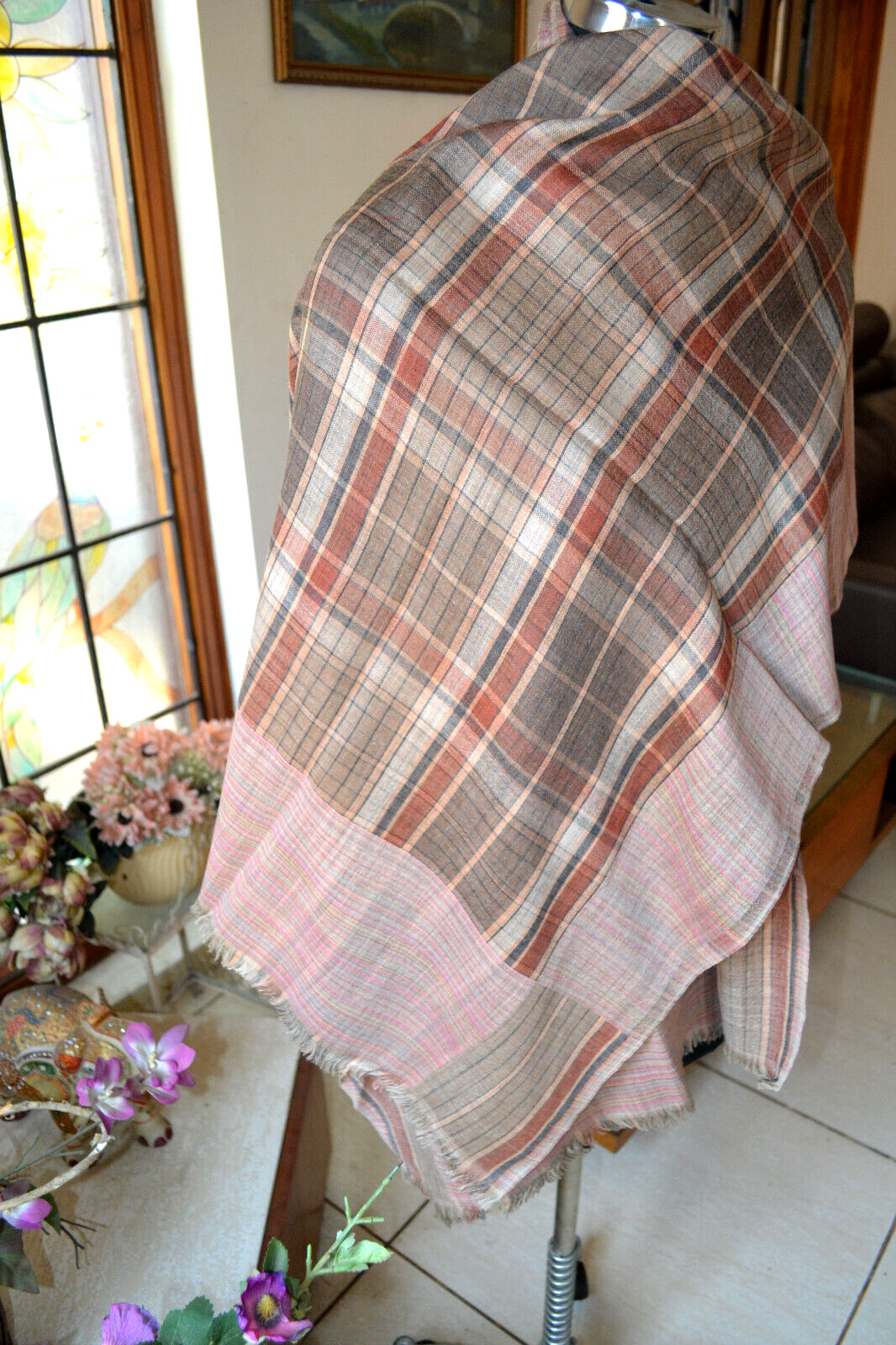 REVERSIBLE DESIGNER PLAID STRIPED PASHMINA STOLE~100% CASHMERE~3 DESIGNS CHOICE