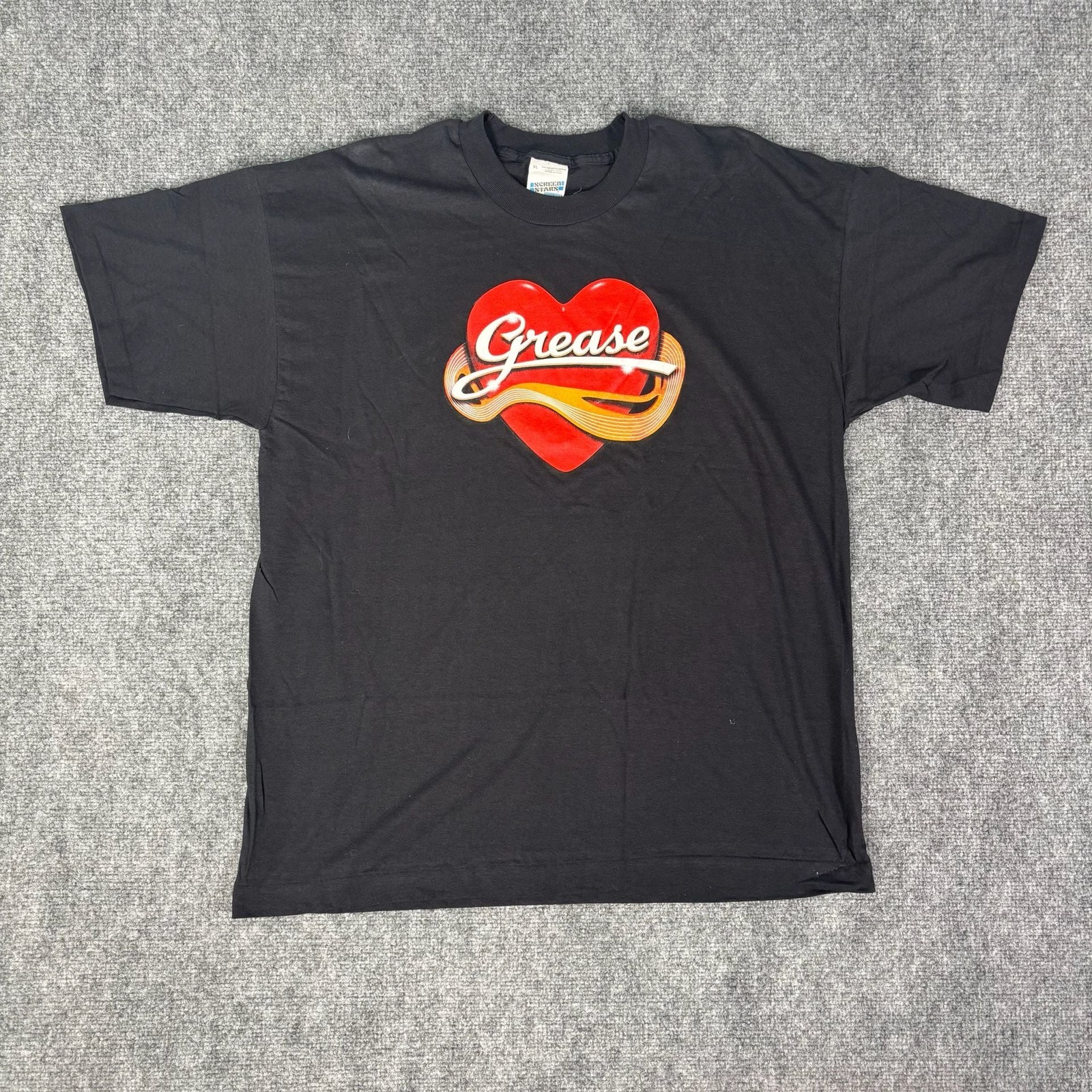 Vintage Screen Stars Grease Movie T-Shirt XL Black Heart Logo
