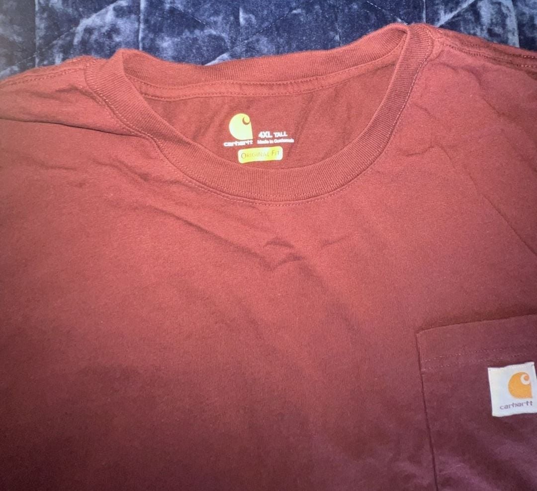 Carhartt K87 Original Fit Port Maroon Short Sleeve Pocket T-Shirt 4XL Tall