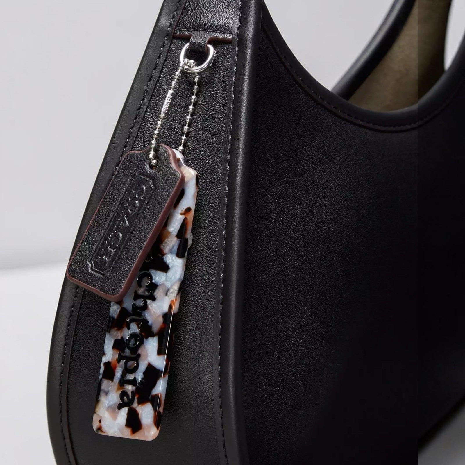 Coach Ergo Bag In Coachtopia Leather With Sleepy Caterpillar in Black CQ827