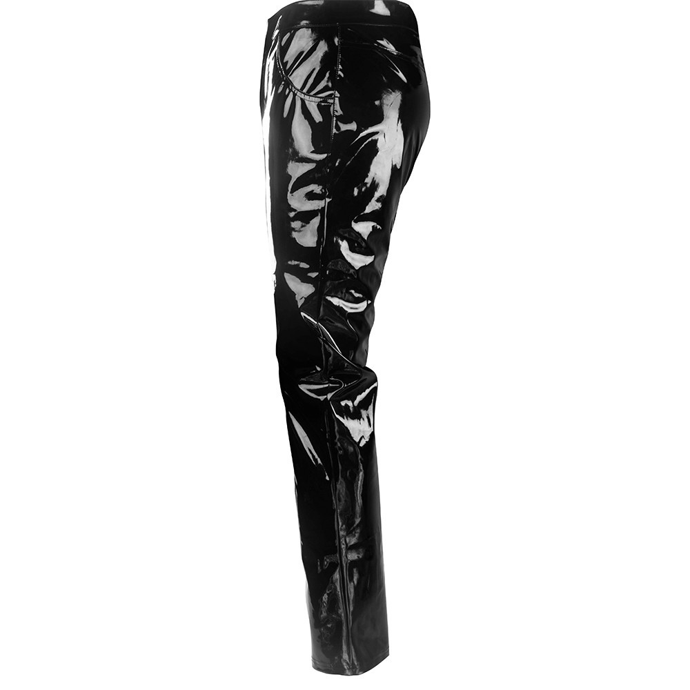 Men Faux Leather PVC Pants Trousers Long Shiny Clubwear Punk Gothic Black Pants