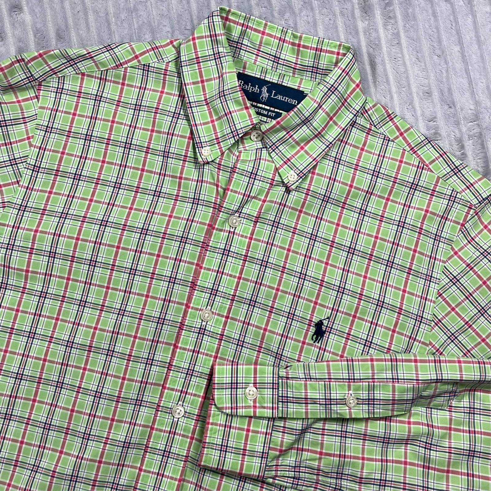 Ralph Lauren Custom Fit Shirt Men’s S Colorful Plaid Preppy Career Office Casual