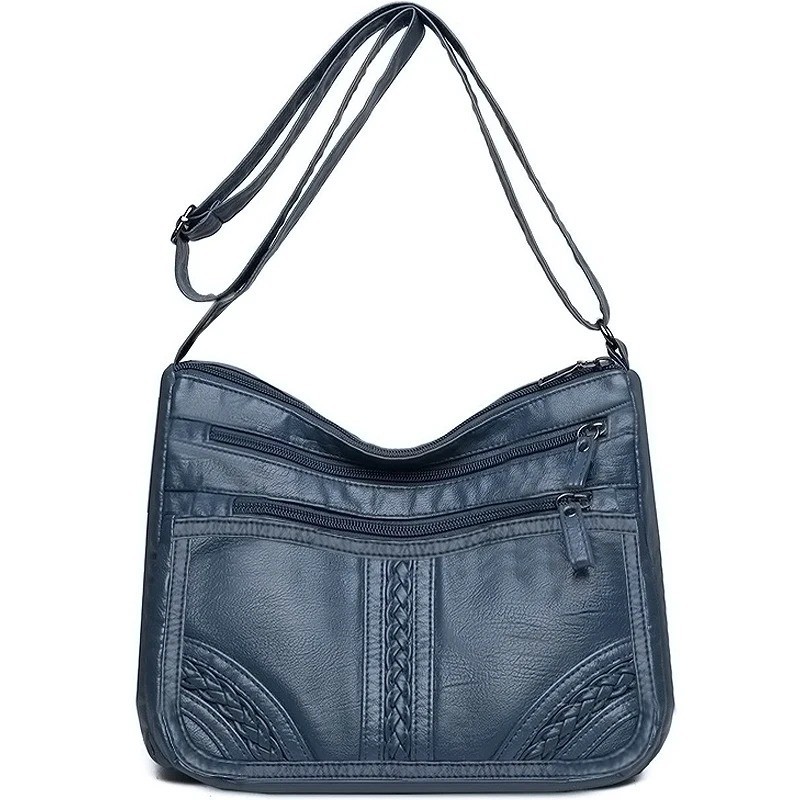 Women’s Soft Leather Crossbody Bag, 2026 Retro Multi-pocket Shoulder Handbag