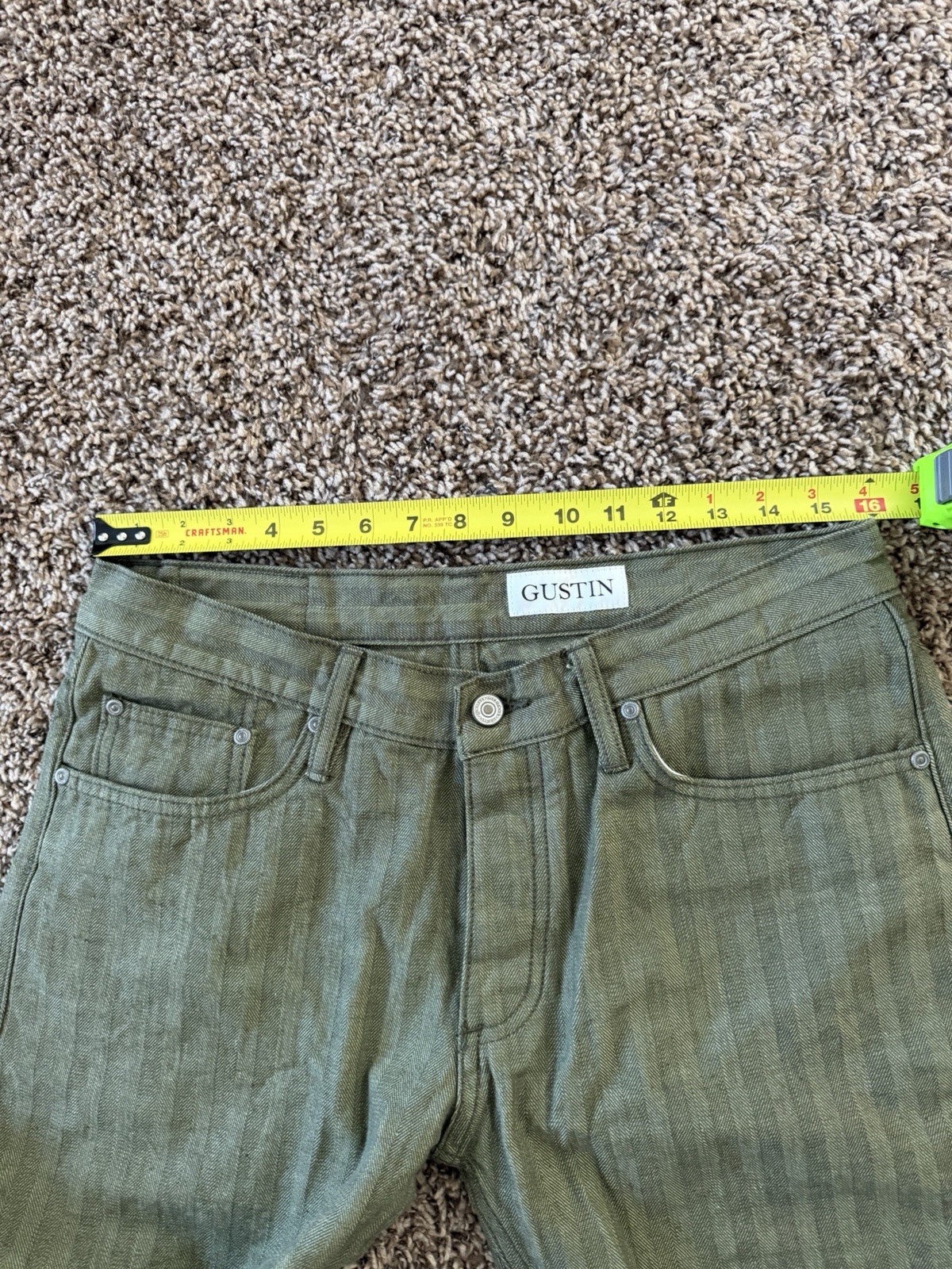 Gustin #198 AMERICAN BEDFORD CORD 5 POCKET GREEN MENS 35 Slim Fit PANTS