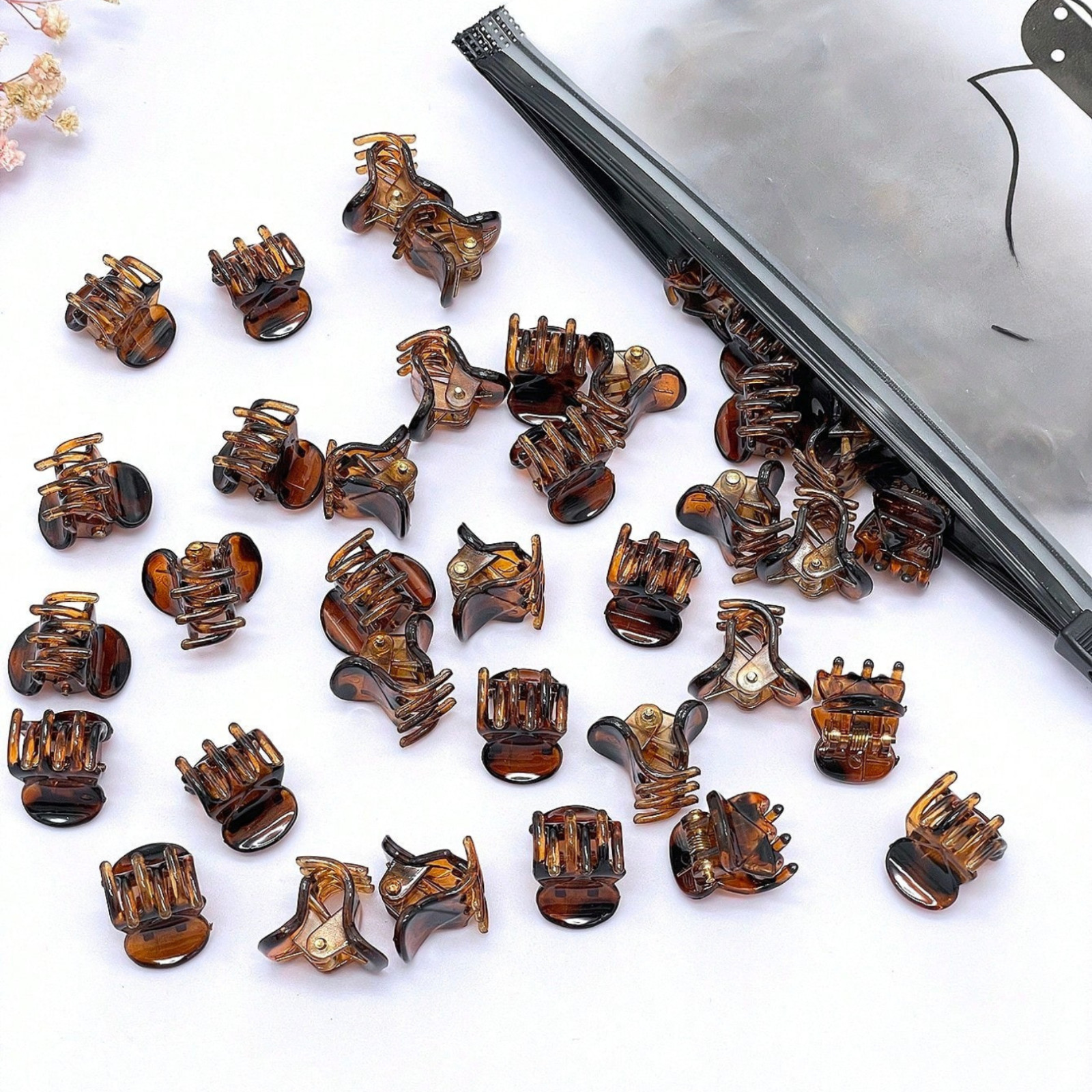 20pcs Mini Brown Hair Clips Strong Grip Claw Clips Women Bangs Bun Accessories