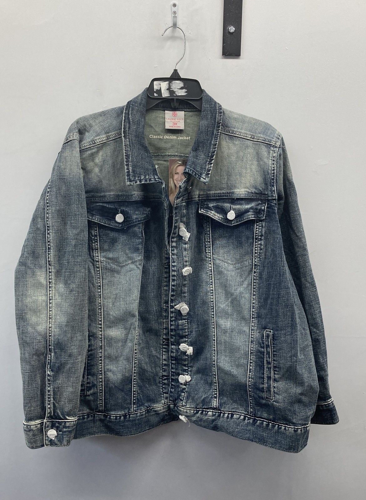 Laurie Felt Women’s Blue Embroidered Daisies Classic Denim Jacket NWT Sz 3X
