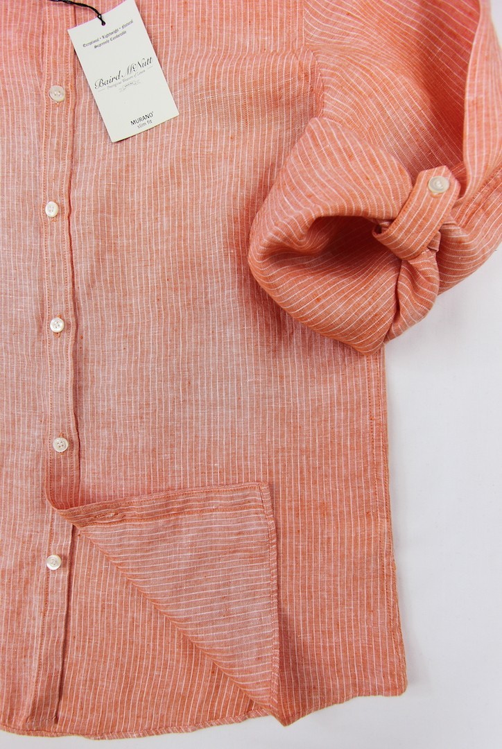 Men’s MURANO Orange White Striped Slim Fit Linen Shirt Extra Large XL NWT NEW