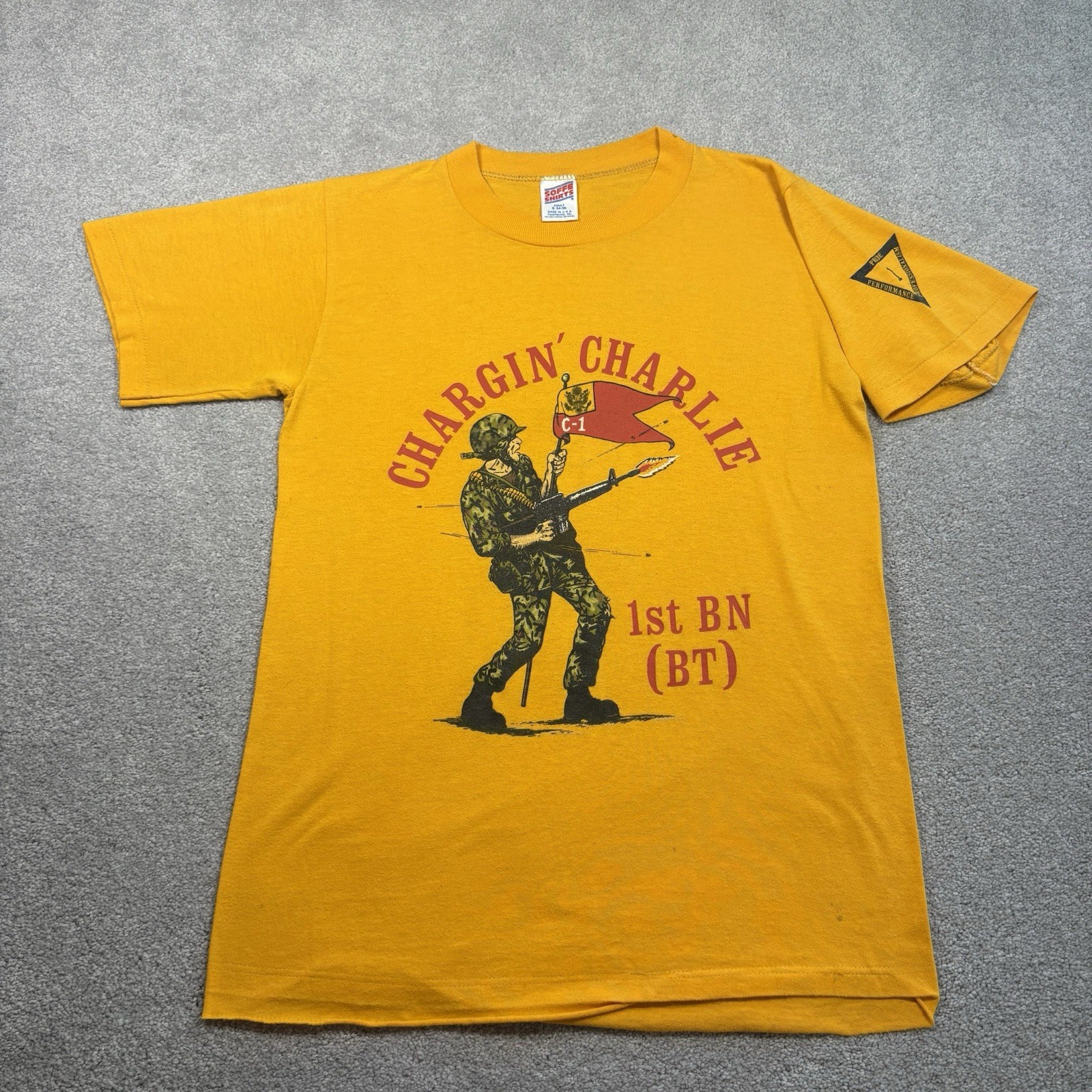 USMC Chargin’ Charlie 1st Battalion 80s T Shirt Named Single Stitch Size Small